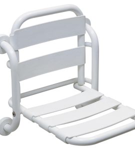 SEDILE DOCCIA A PARETE RIBALTABILE PER ANZIANI E DISABILI Bianco - Acciaio Inox