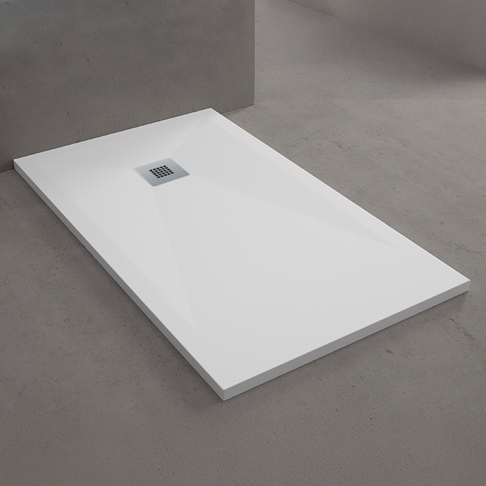 - PIATTO DOCCIA RETTANGOLARE IN MINERAL MARMO "ACQUA LINE" BIANCO 80x160 cm - H.3