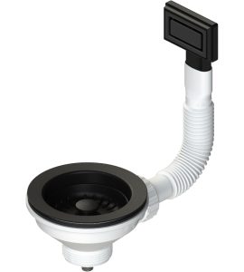 PILETTA ANTRACITE PER LAVELLO CUCINA CON FORO Ø90 CTP RETTANGOLARE 1"1/2 x Ø114 mm