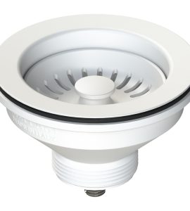 PILETTA BIANCA PER LAVELLO CUCINA CON FORO Ø90 STP 1"1/2 x Ø114 mm