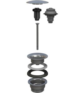 PILETTA CLICK CLACK PER LAVABO E BIDET IN ACCIAIO INOX SATINATO "MANITAPI"  Ø65 x 1"1/4