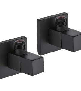 COPPIA DI RUBINETTI SOTTOLAVABO QUADRATI NERO OPACO 1/2" x 3/8"