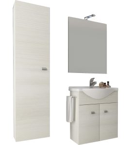 COMPOSIZIONE MOBILE DA BAGNO "ZAFFIRO" ROVERE BIANCO Sospesa - Senza Colonna