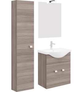 COMPOSIZIONE MOBILE DA BAGNO "ZAFFIRO" ROVERE FUMO Sospesa - Senza Colonna