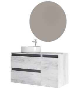 COMPOSIZIONE MOBILE DA BAGNO "CUBE2" QUERCIA BIANCO/ GRAFITE OPACO Senza Lavabo