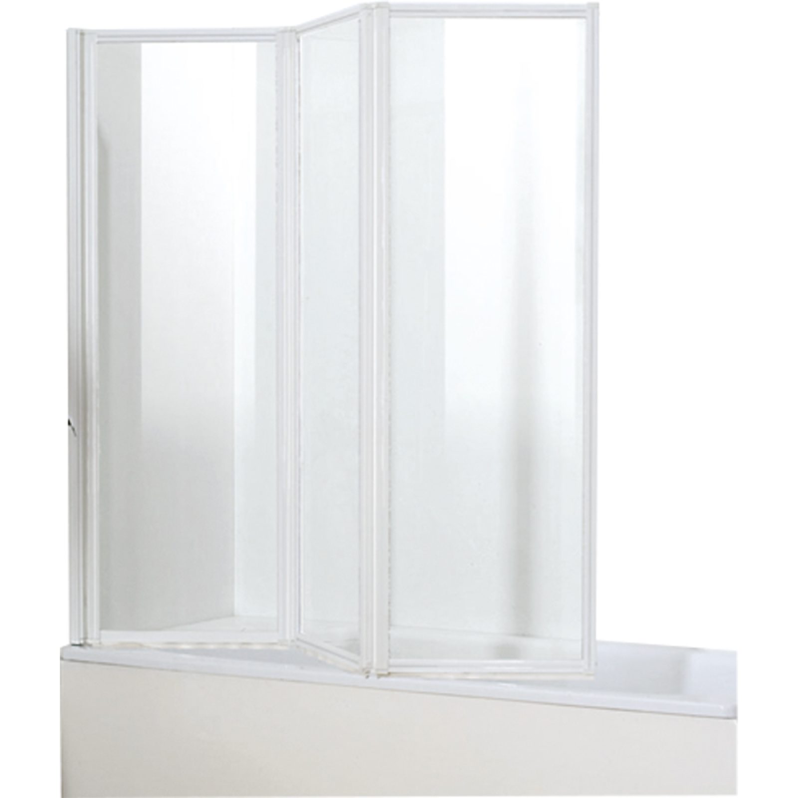PARETE VASCA 'GIGLIO' CRISTALLO Sp.3 mm PROFILO BIANCO 3 ante 134 H.140 Ch. 1 lato