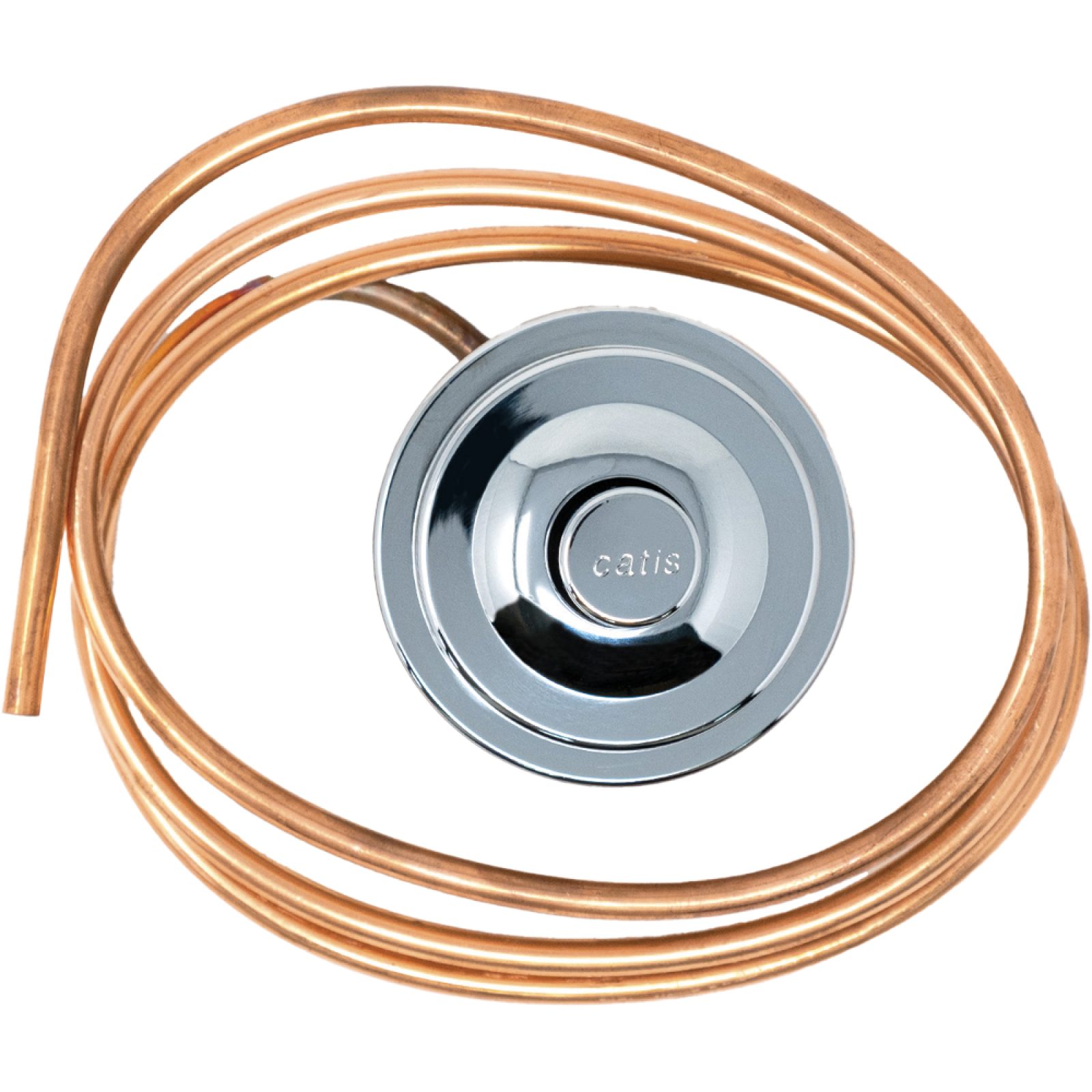 PULSANTE IN OTTONE CROMATO PER SIFONE CATIS + Tubetto Rame 145 cm