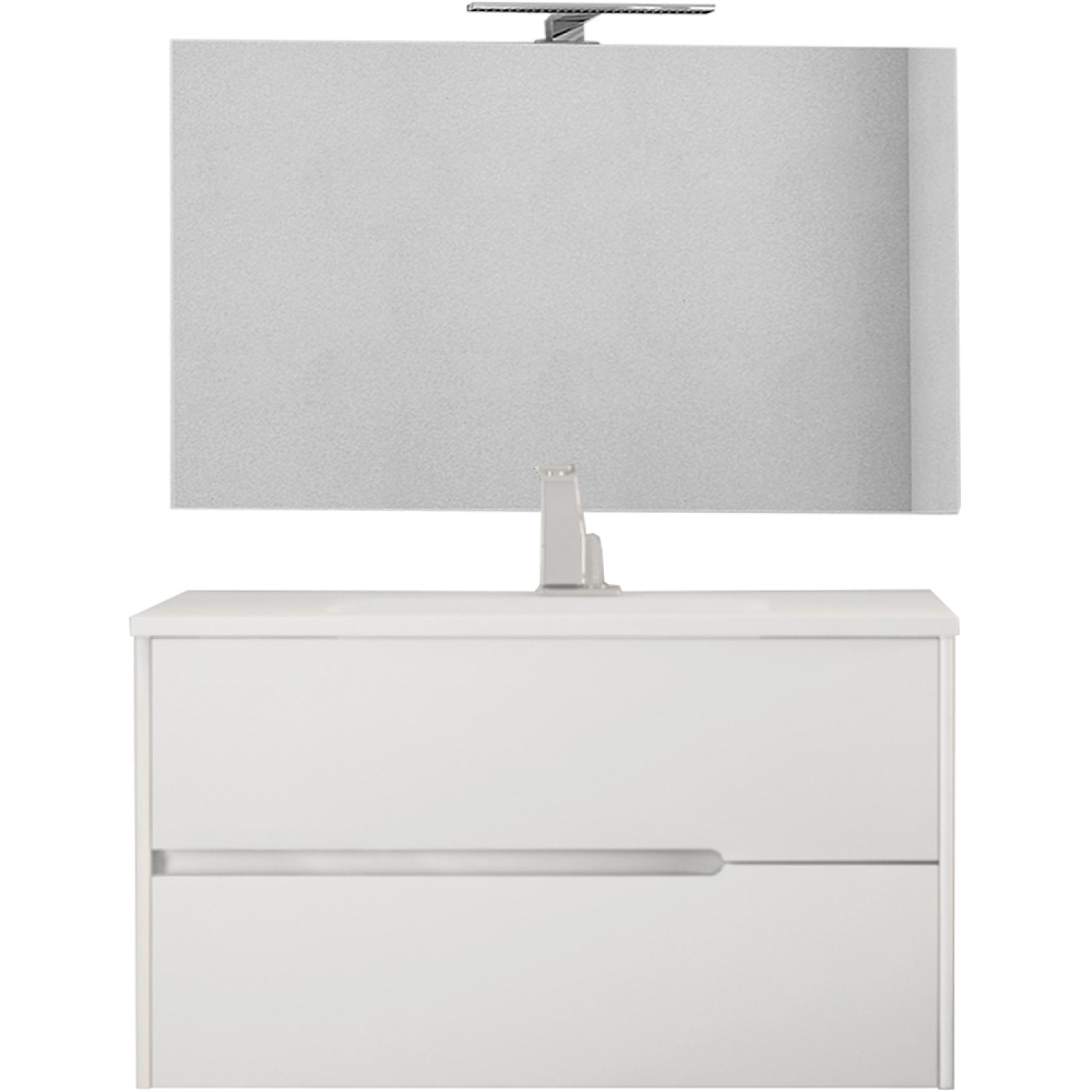 MOBILE DA BAGNO "MARVIS 01" BIANCO OPACO Specchiera 70x100 cm + lampada