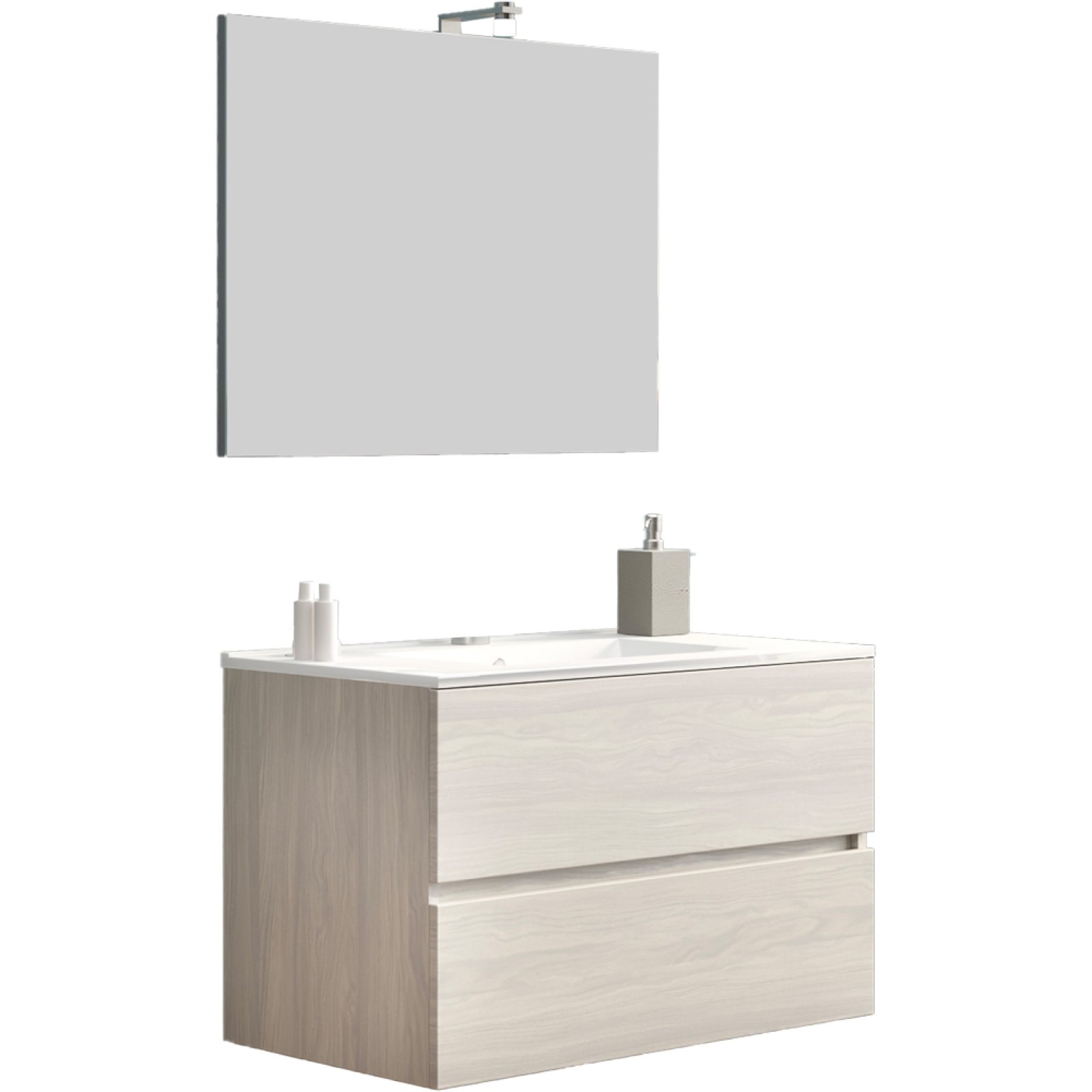 COMPOSIZIONE MOBILE DA BAGNO "EASY80" SOSPESA Rovere grigio