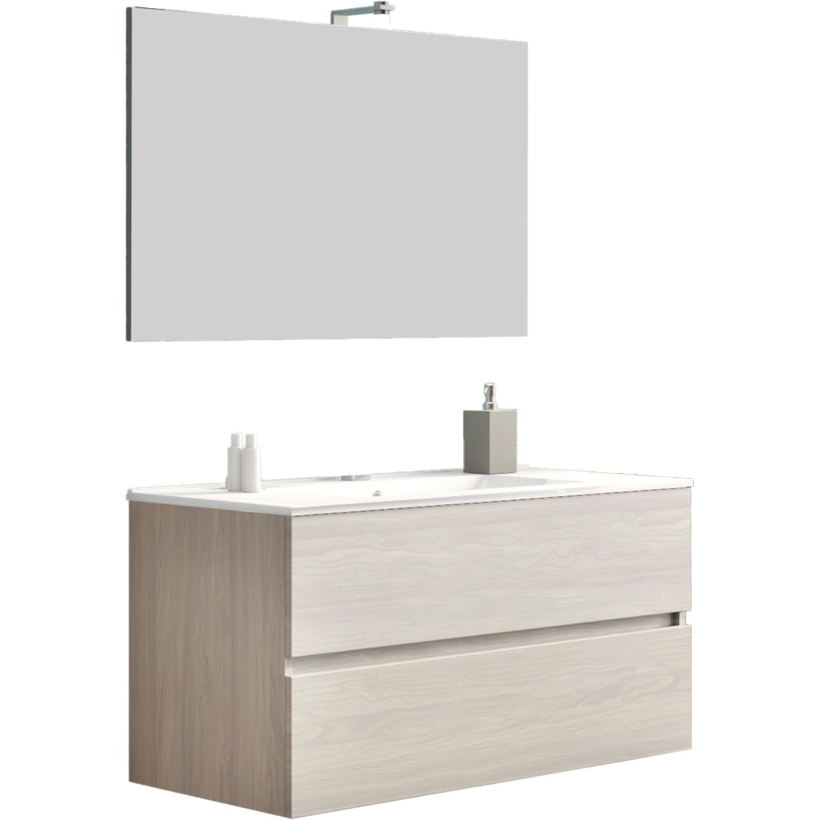 COMPOSIZIONE MOBILE DA BAGNO "EASY100" SOSPESA Rovere grigio