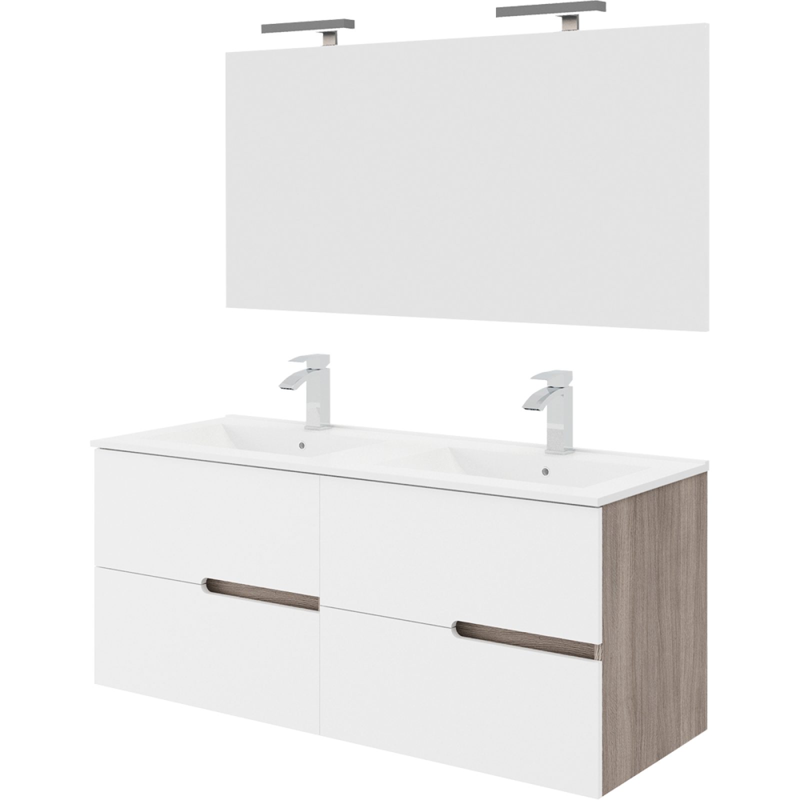 COMPOSIZIONE MOBILE DA BAGNO "EVA120" Rovere Fumo/ Bianco Lucido