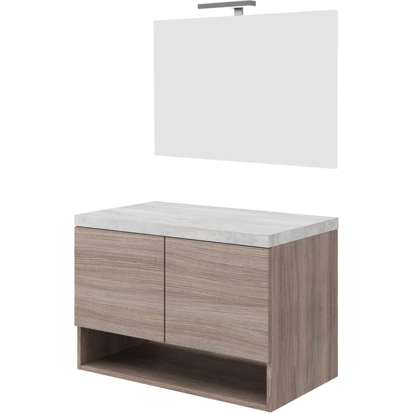 COMPOSIZIONE MOBILE DA BAGNO "OSLO80" Rovere Fumo/ Beton
