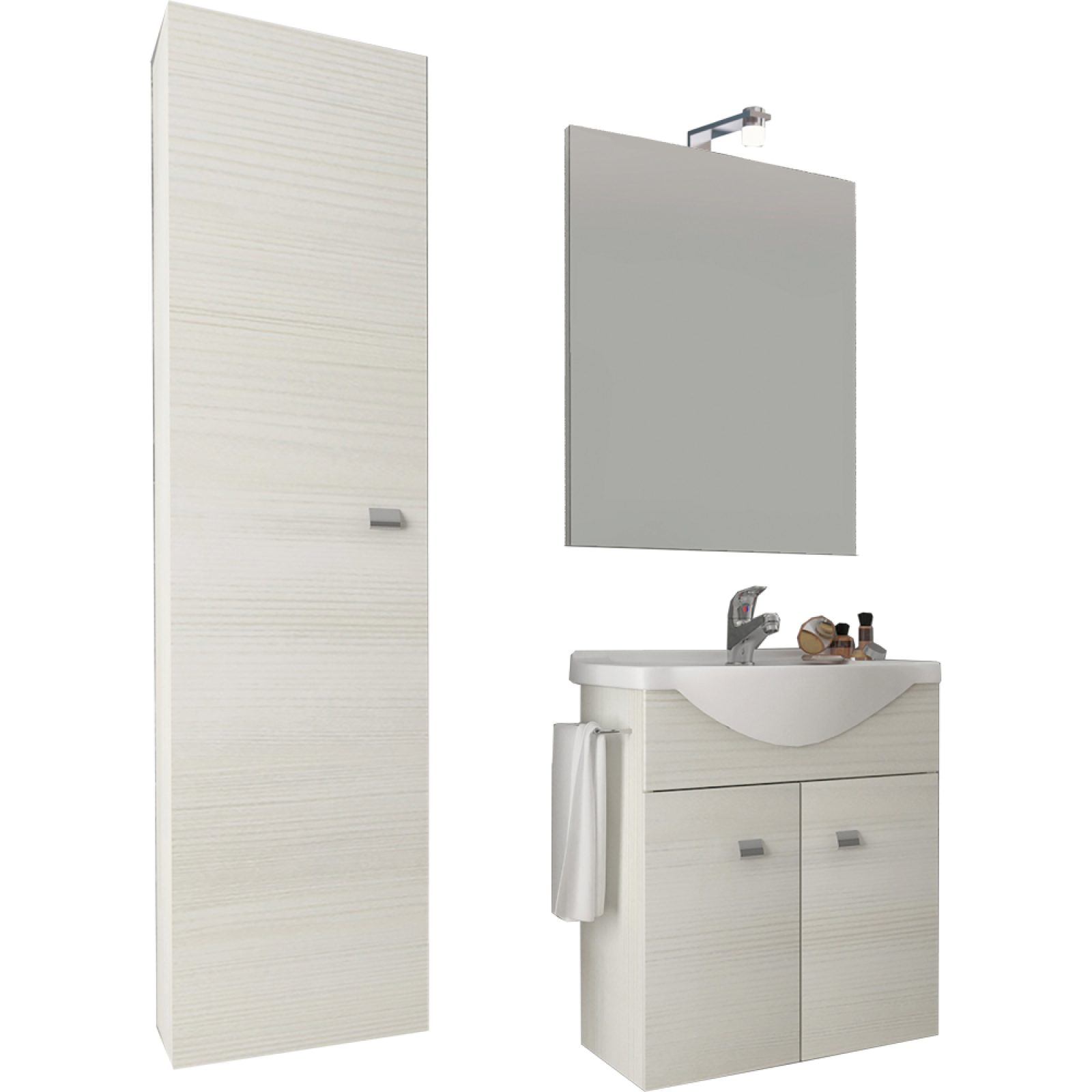 MOBILE DA BAGNO ZAFFIRO ROVERE BIANCO Colonna sospesa 1 anta Dx-Sx