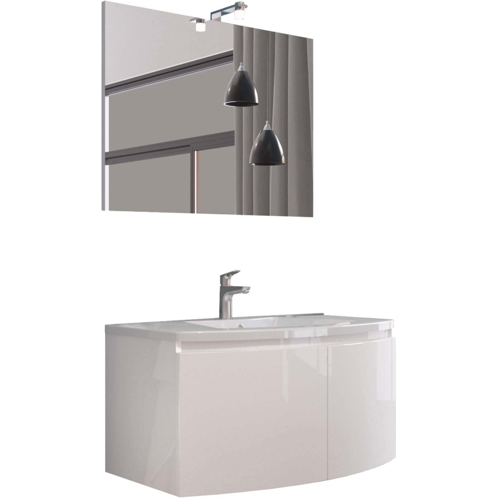 COMPOSIZIONE MOBILE DA BAGNO "GIULIA" SOSPESA Bianco lucido/ Bianco lucido