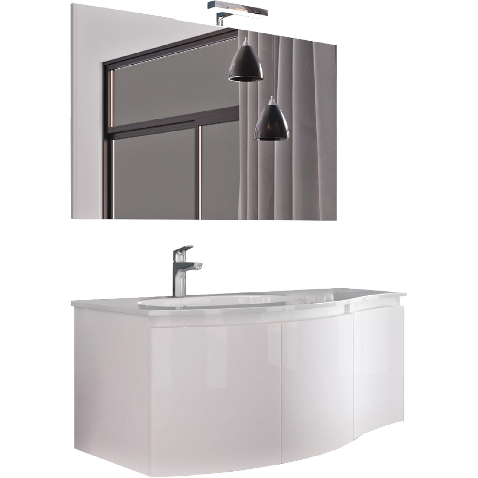 COMPOSIZIONE MOBILE DA BAGNO "ONDA" Bianco lucido