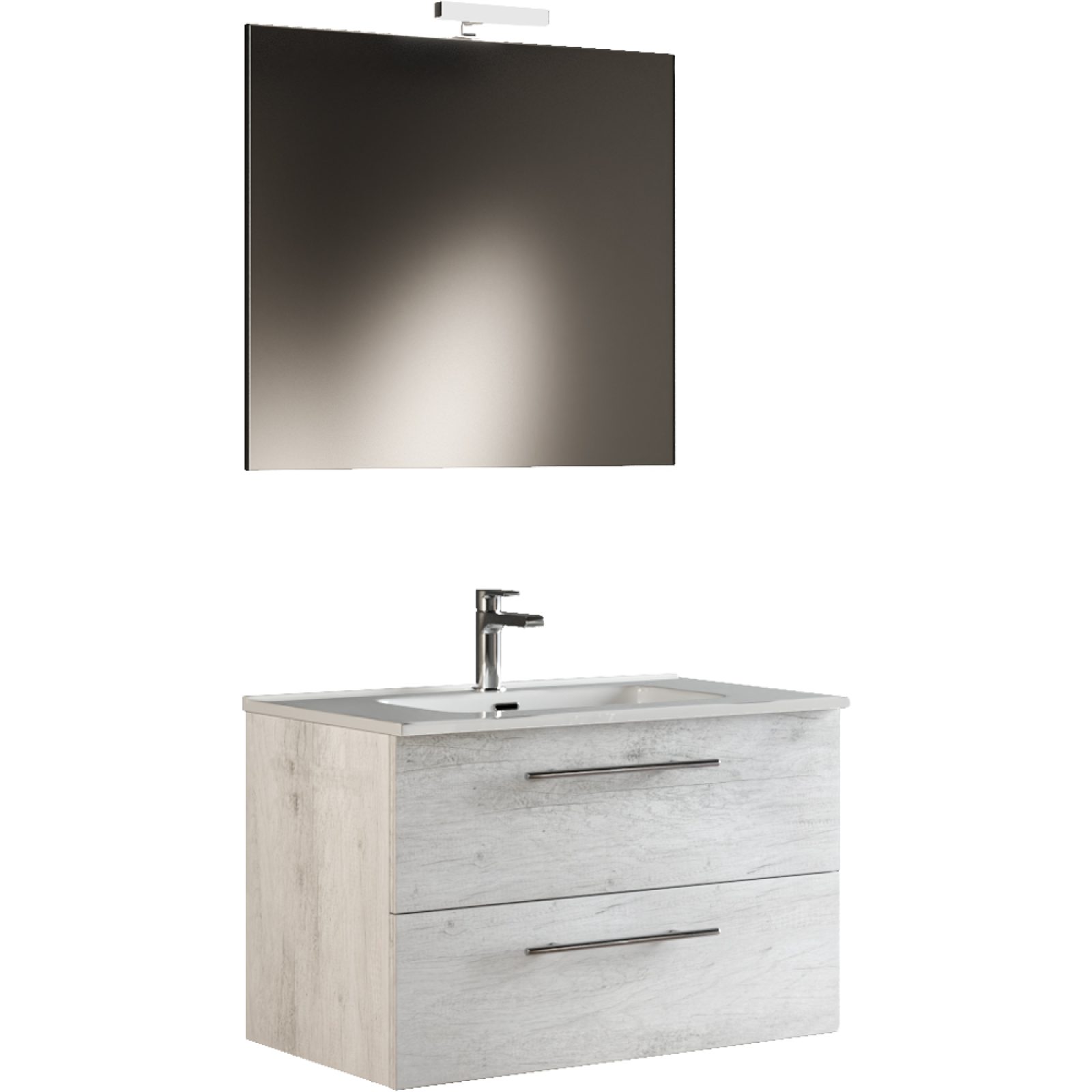 COMPOSIZIONE MOBILE DA BAGNO "MILOS 80" SOSPESA Quercia Bianca