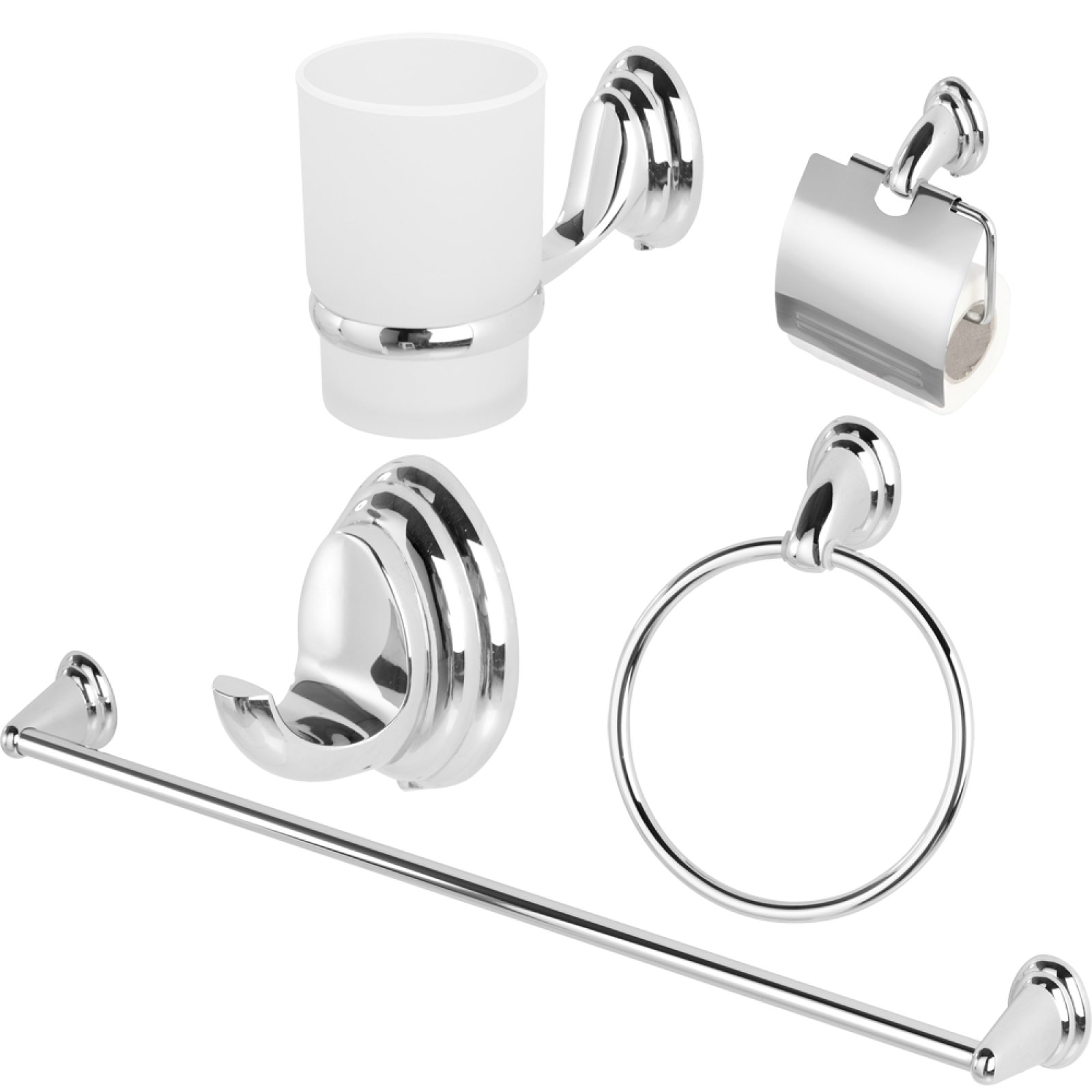SET ACCESSORI BAGNO SERIE "FACILE" Cromo /Vetro