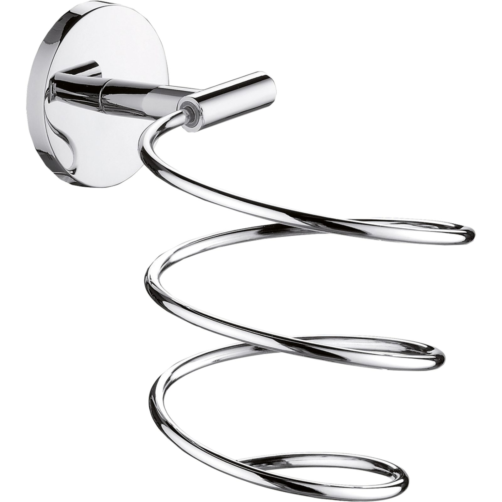 PORTA ASCIUGACAPELLI CON PLACCA TONDA Cromo Lucido