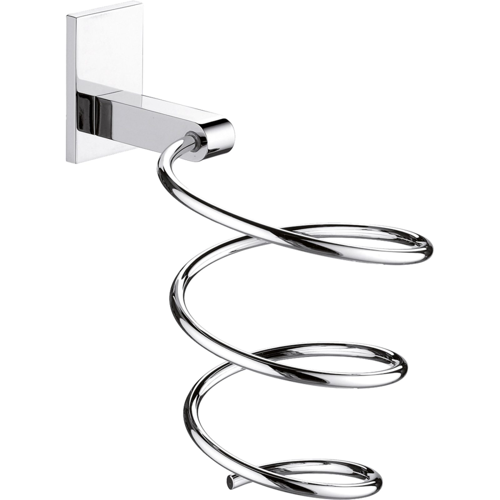 PORTA ASCIUGACAPELLI CON PLACCA QUADRA Cromo Lucido