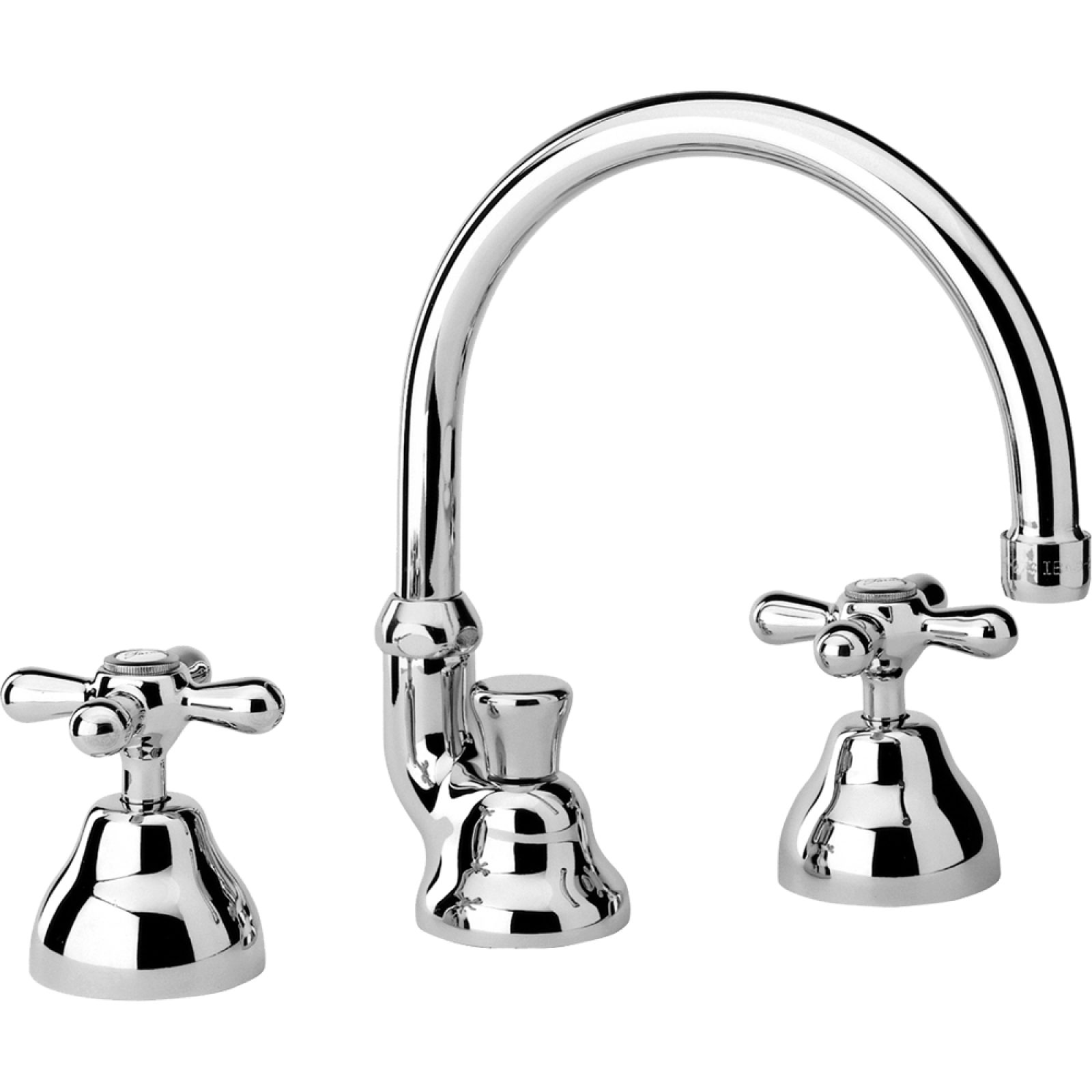 BATTERIA LAVABO A TRE FORI CON BOCCA ALTA ORIENTABILE "LIBERTY" Cromo + Piletta 1"1/4