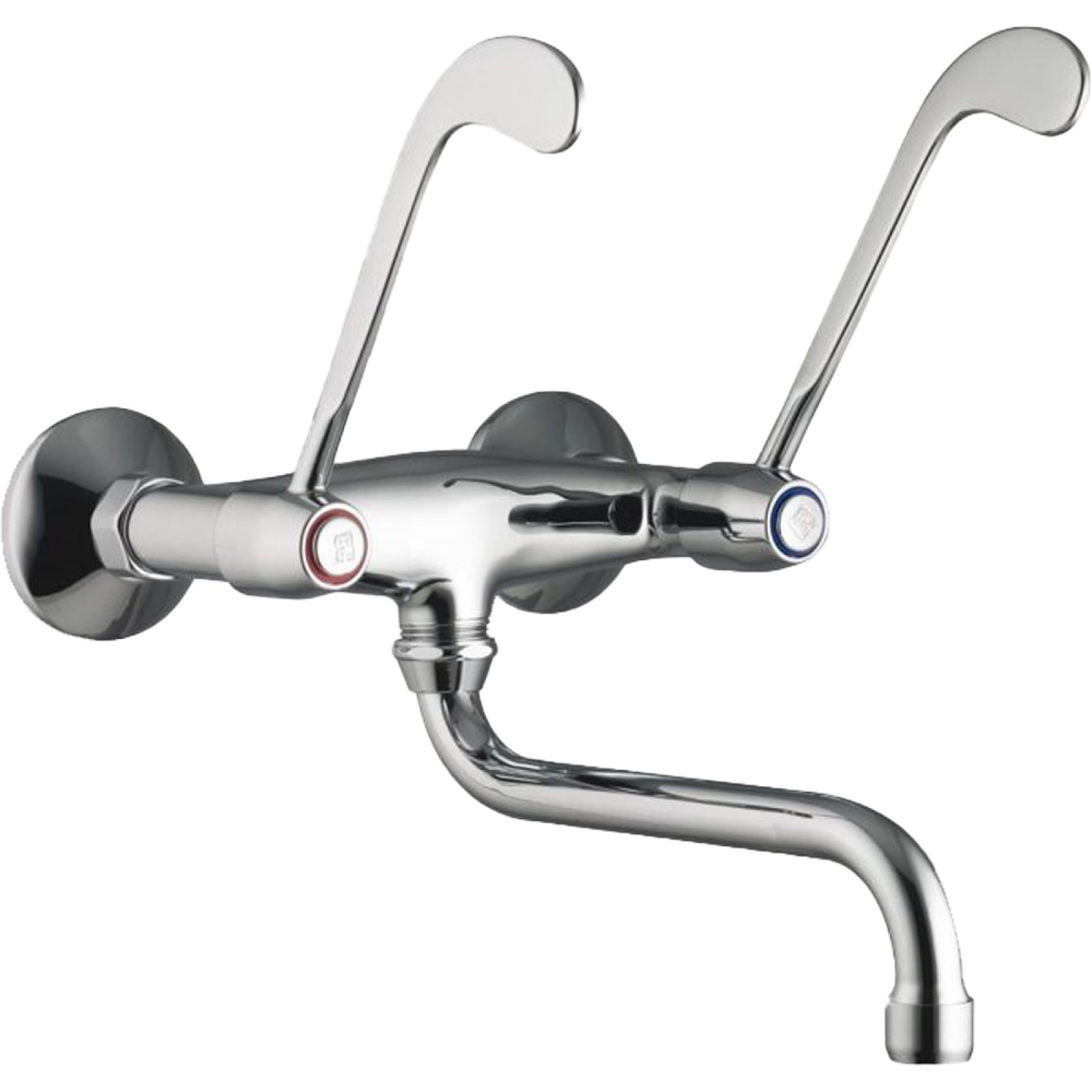 MISCELATORE LAVELLO A MURO CON DOPPIA LEVA CLINICA Cromo - 1/2"