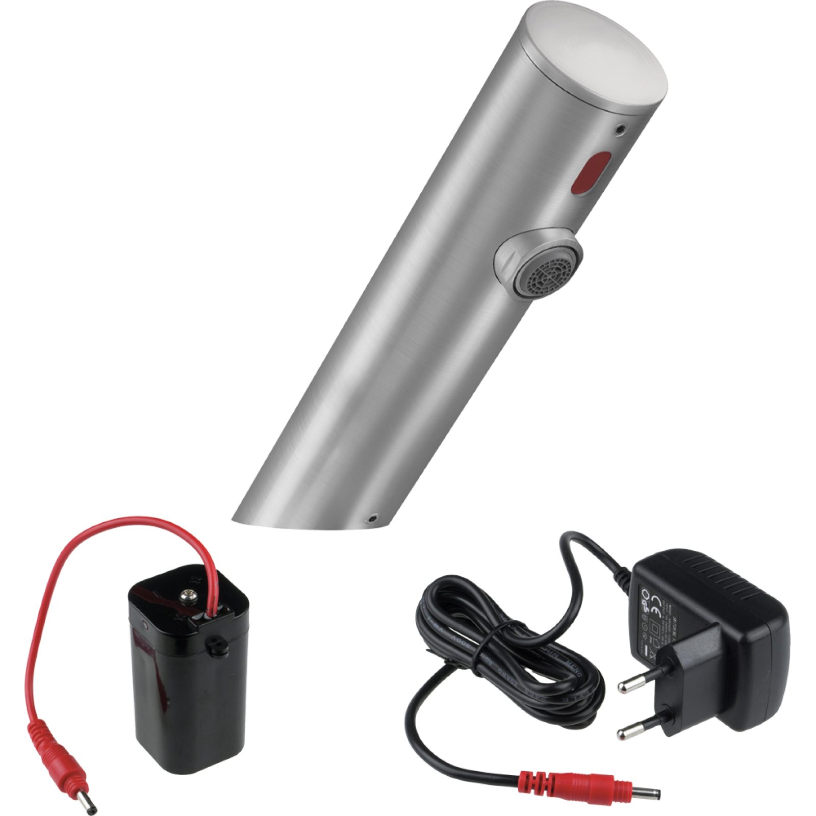 RUBINETTO ELETTRONICO A FOTOCELLULA PER LAVABO IN ACCIAIO SPAZZOLATO Corrente 230/6V DC