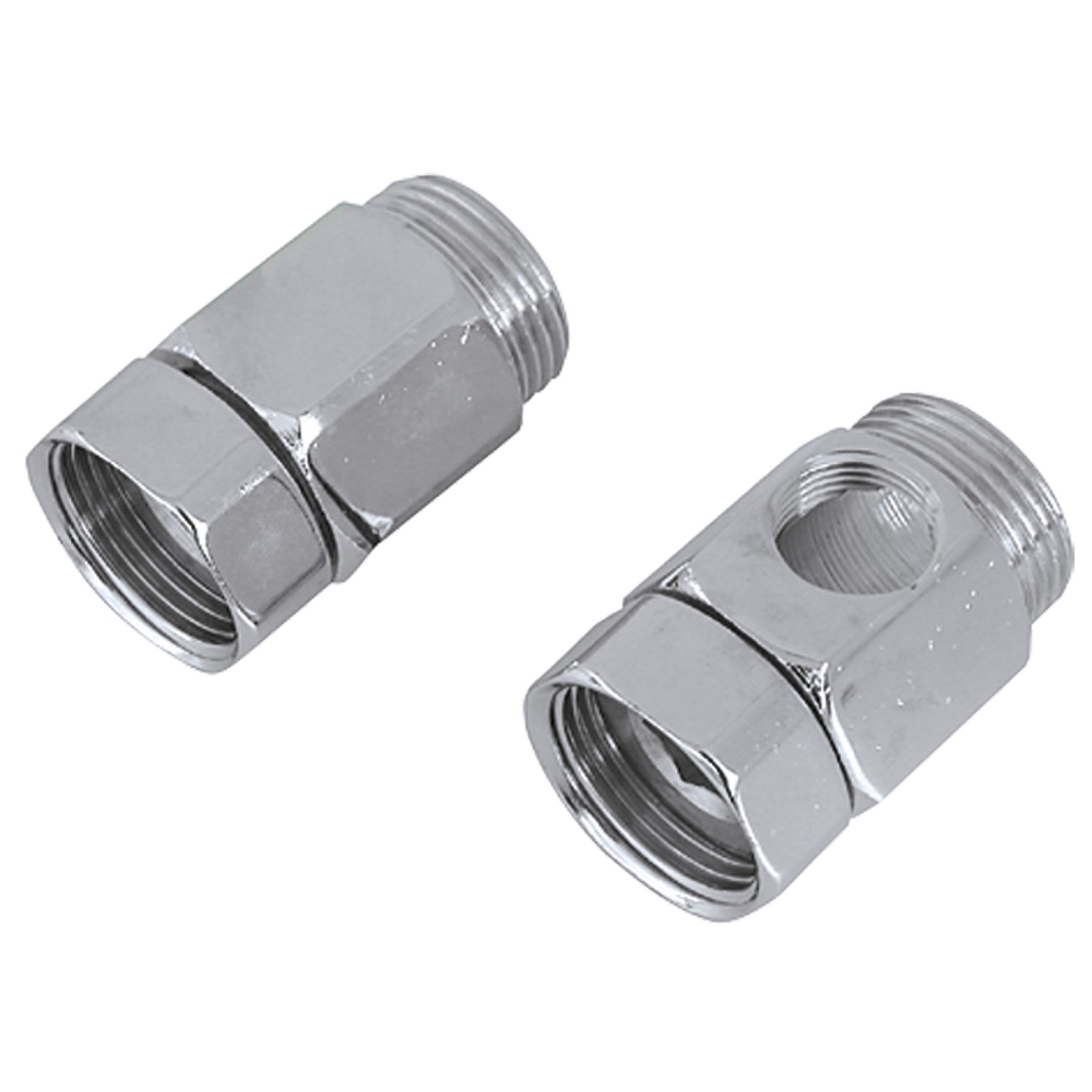COPPIA DISTANZIALI RETROGRUPPO CON DADO GIREVOLE 3/4"MF c/foro 3/8" + 3/4"MF cieco