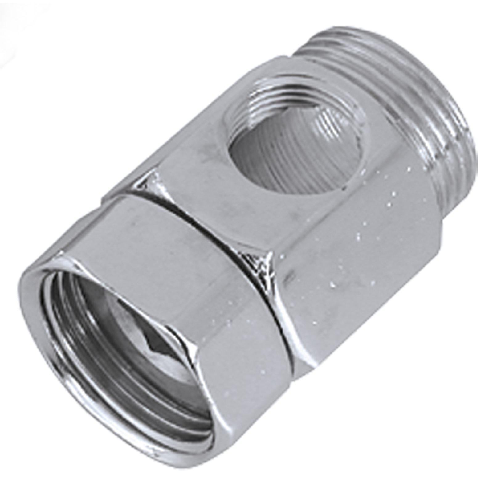 DISTANZIALE RETROGRUPPO FORATO CON DADO GIREVOLE IN OTTONE CROMATO MF 3/4" Foro 3/8"