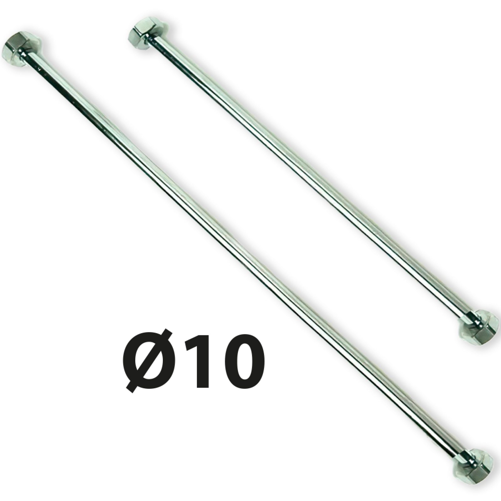 TUBETTO RAME CROMATO Ø10 CON 2 CARTELLE E 2 CALOTTE F 1/2" cm 100