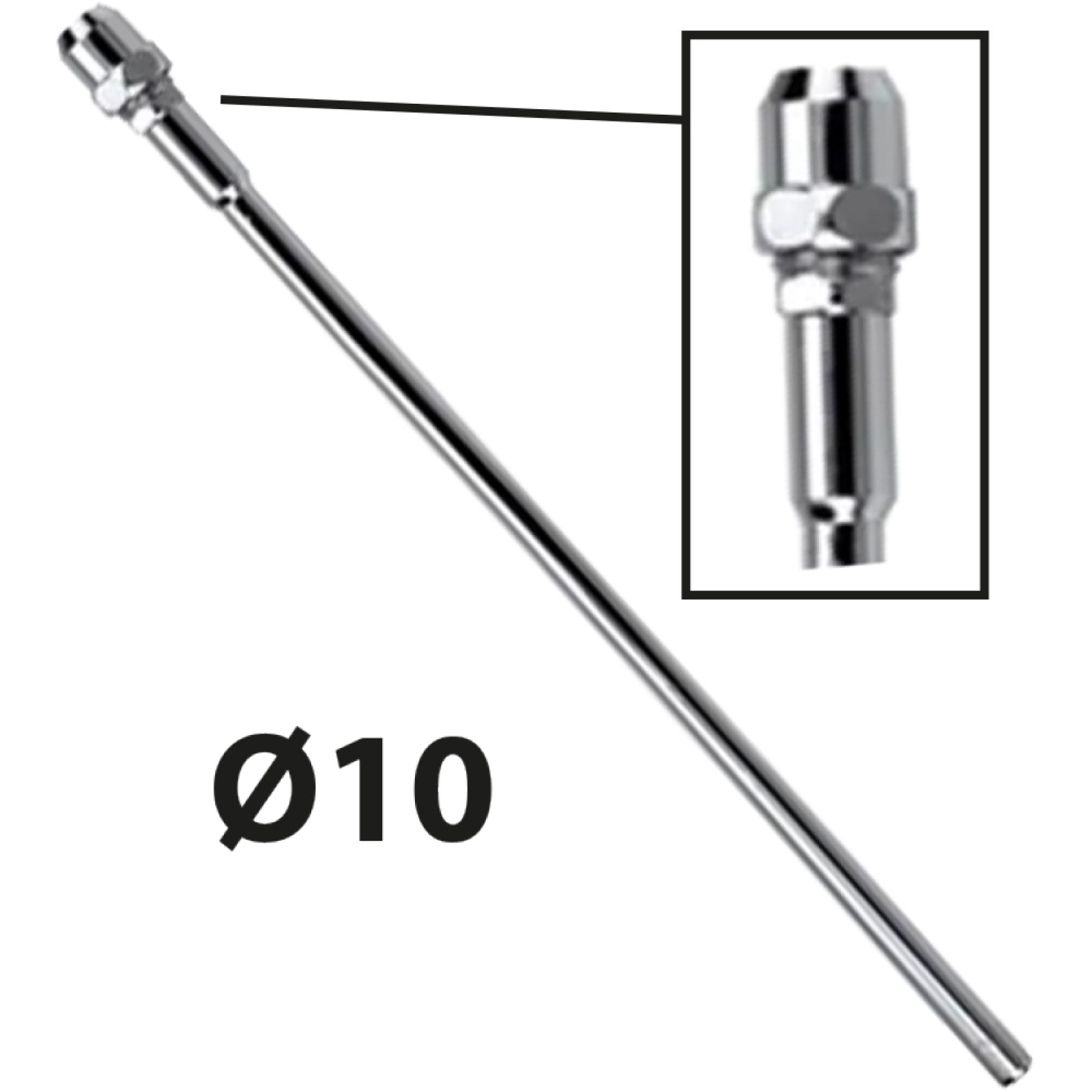 TUBETTO RAME CROMATO Ø10 CON BICONO + CALOTTA  cm 50