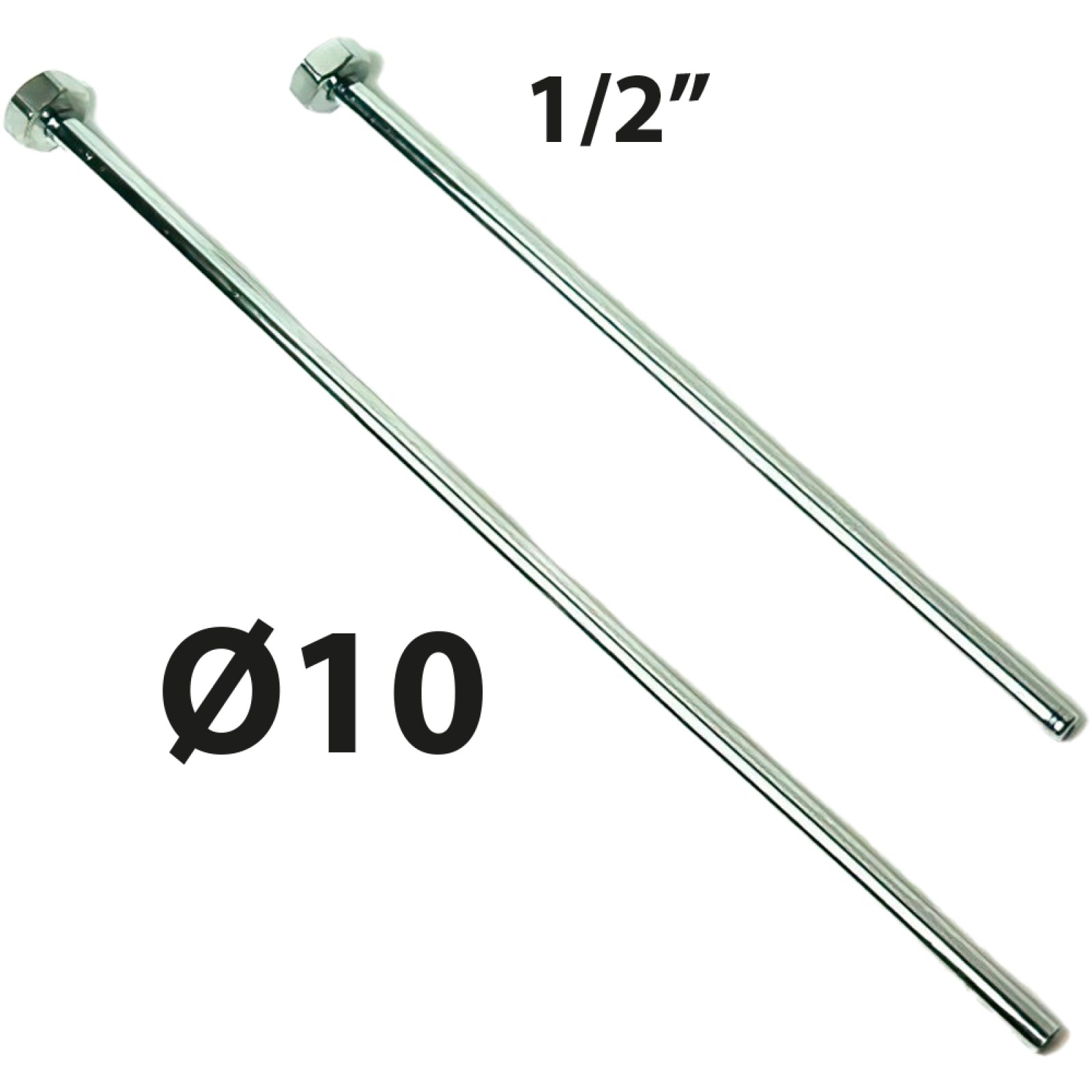 TUBETTO RAME CROMATO Ø10 CON CARTELLA E CALOTTA F 1/2" cm 70