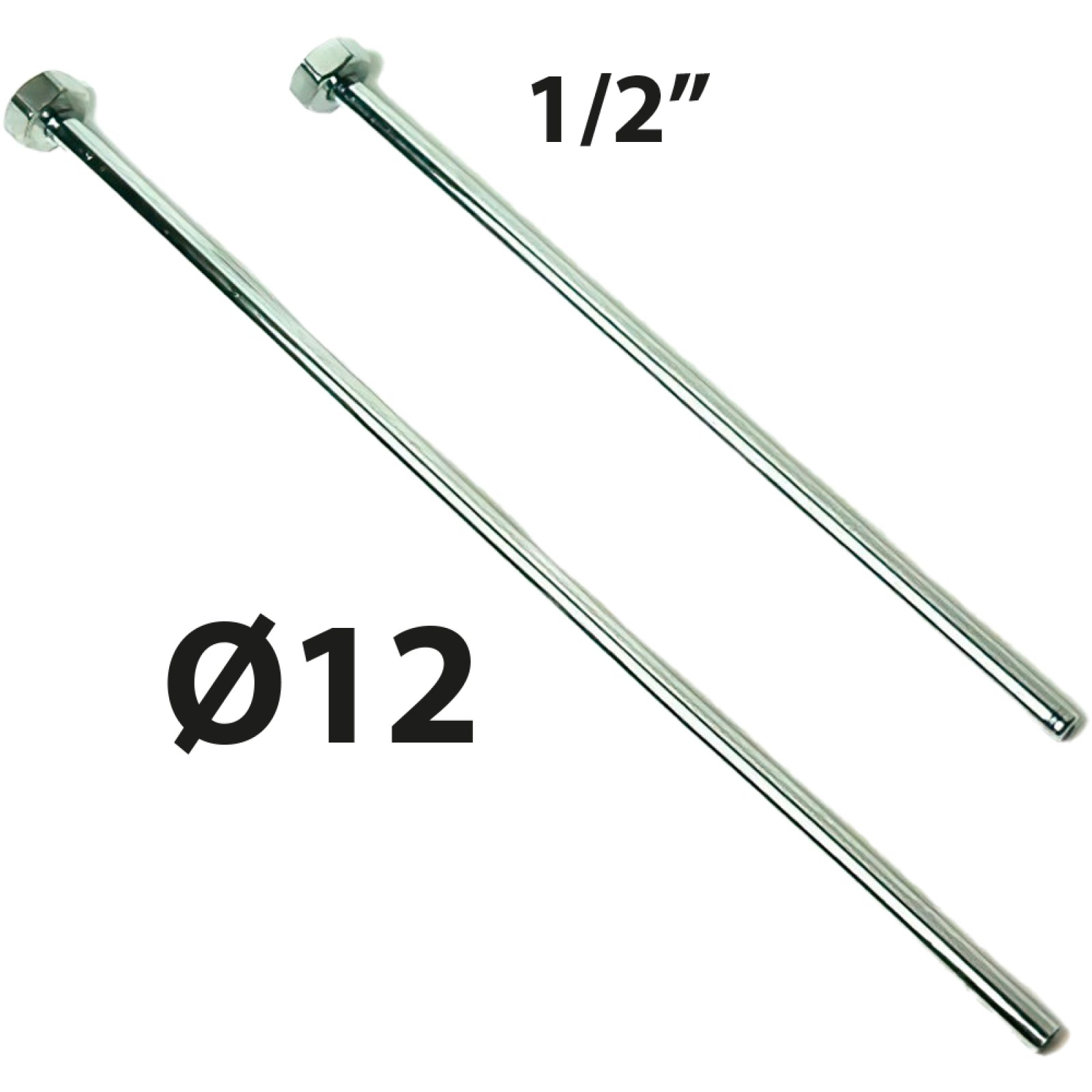 TUBETTO RAME CROMATO Ø12 CON CARTELLA E CALOTTA F 3/8" cm 100