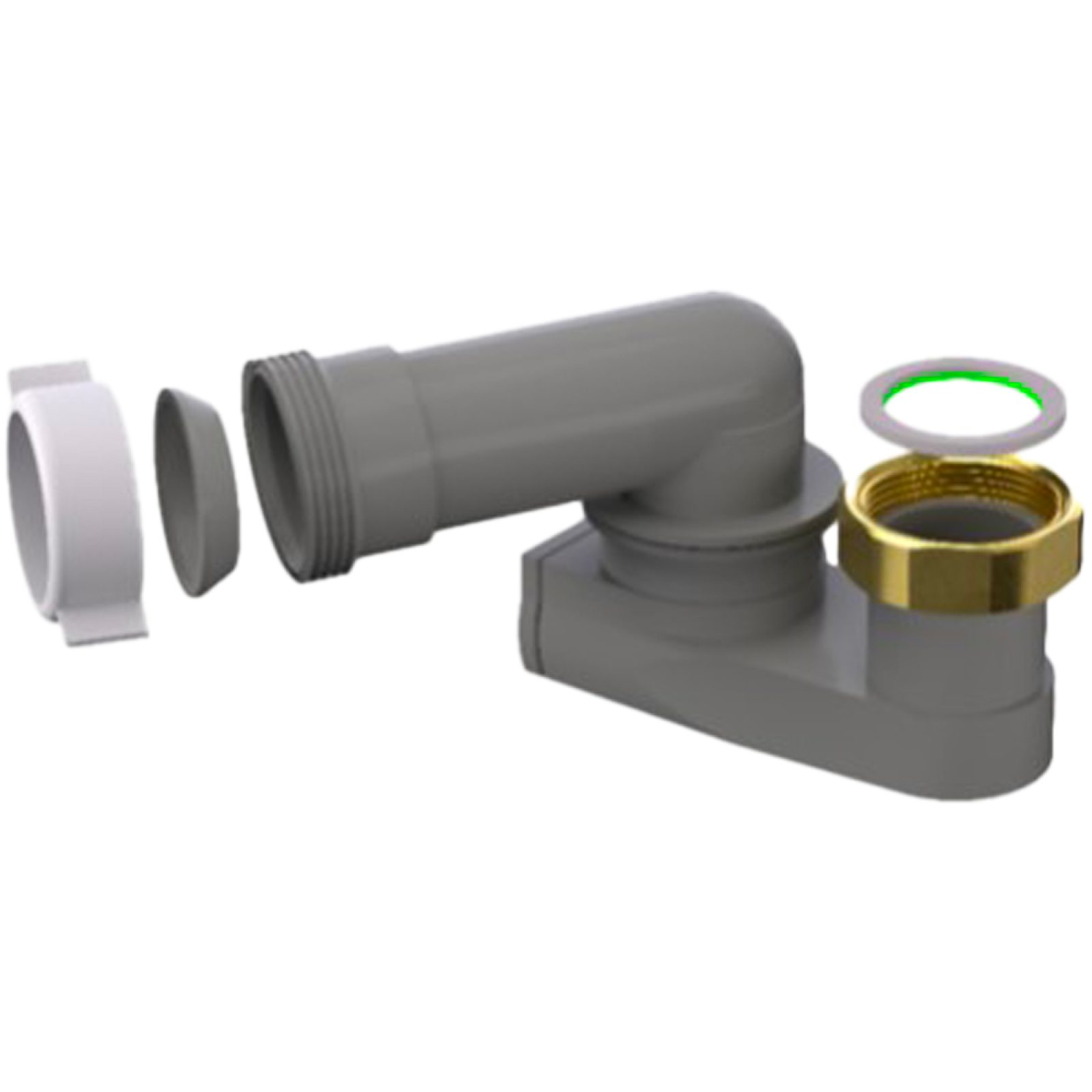 SIFONE RIBASSATO ORIENTABILE PER COLONNE VASCA GRIGIO 1"1/2 x Ø40 mm