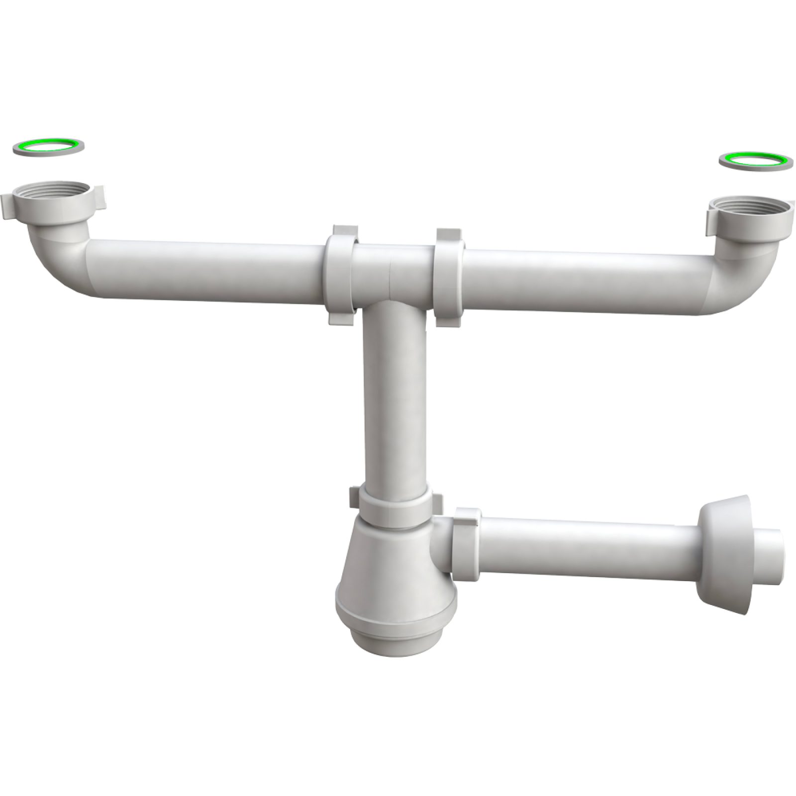 SIFONE PER LAVELLO A 2 VIE "FIASCA" 1"1/2 x Ø40 mm