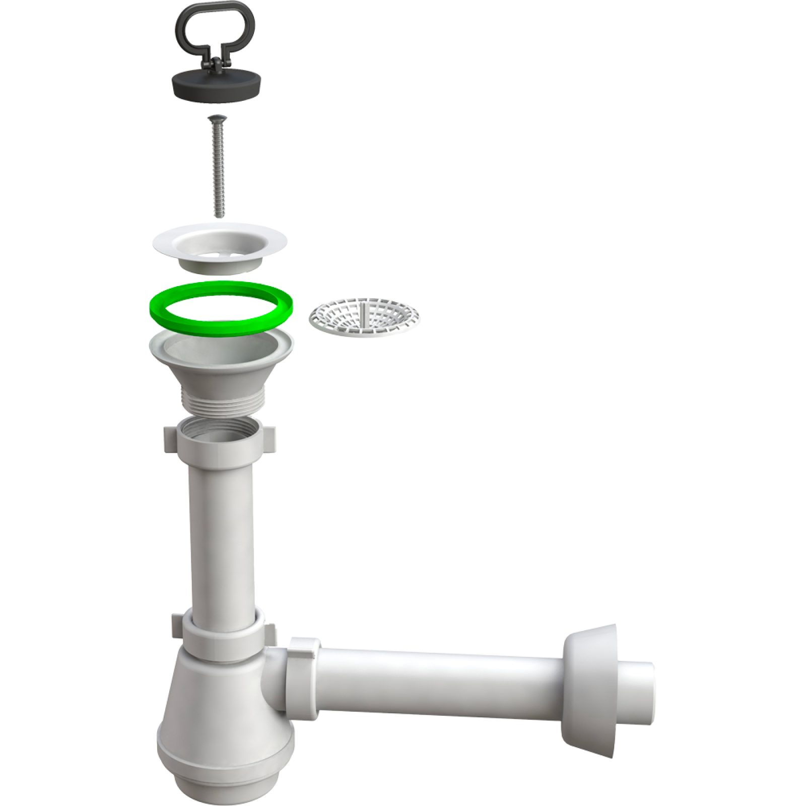 SIFONE PER LAVELLO A 1 VIA "PARIGI" COMPLETO DI PILETTA 1"1/4 x Ø32 mm