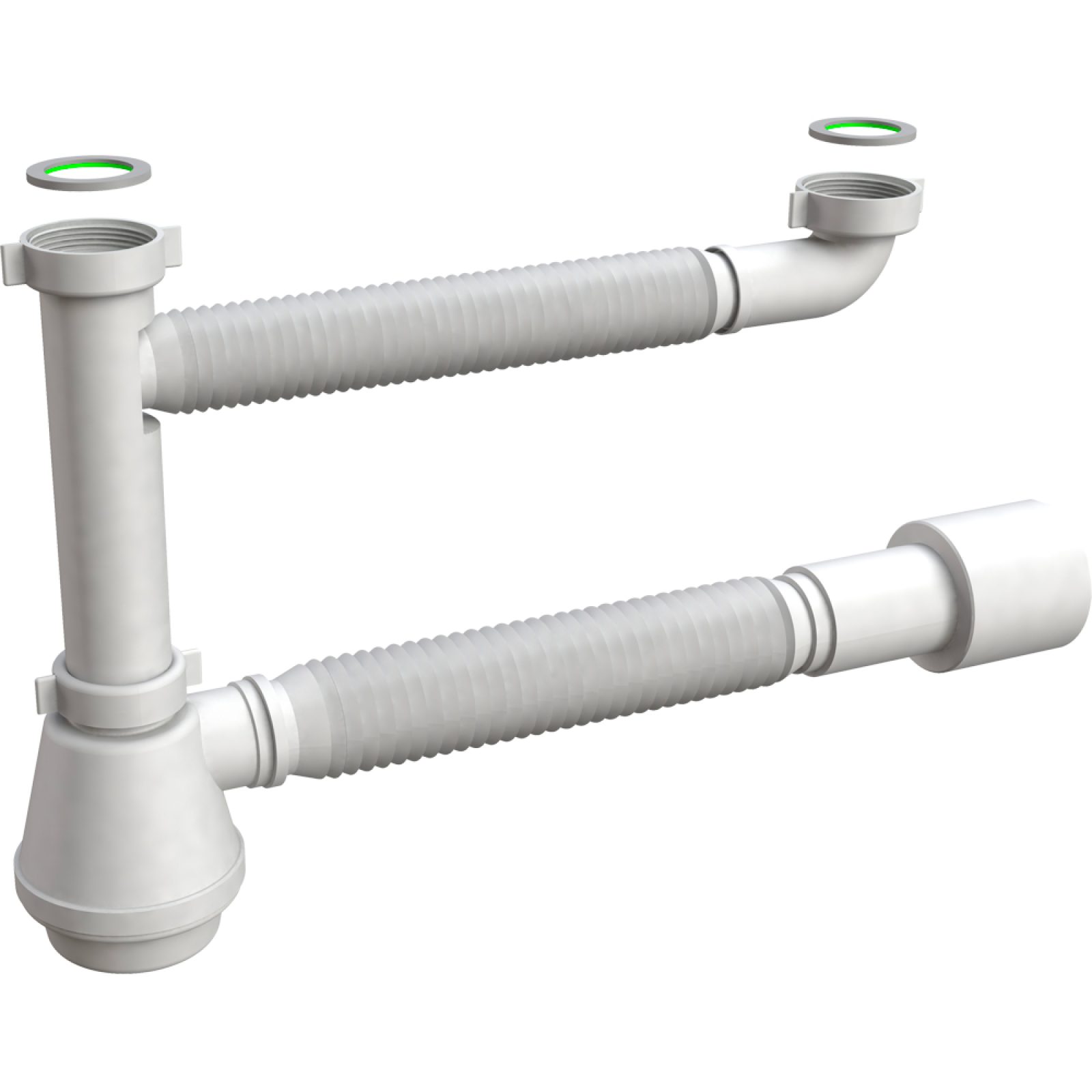 SIFONE FLESSIBILE PER LAVELLO A 2 VIE "FLEXYBON" 1"1/2 x Ø40-50 mm