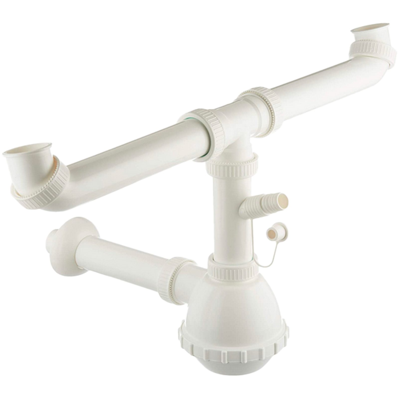 SIFONE PER LAVELLO CUCINA A 2 VIE "FRANCIA" CON ATTACCO LAVATRICE 1"1/2 x Ø32/40 mm