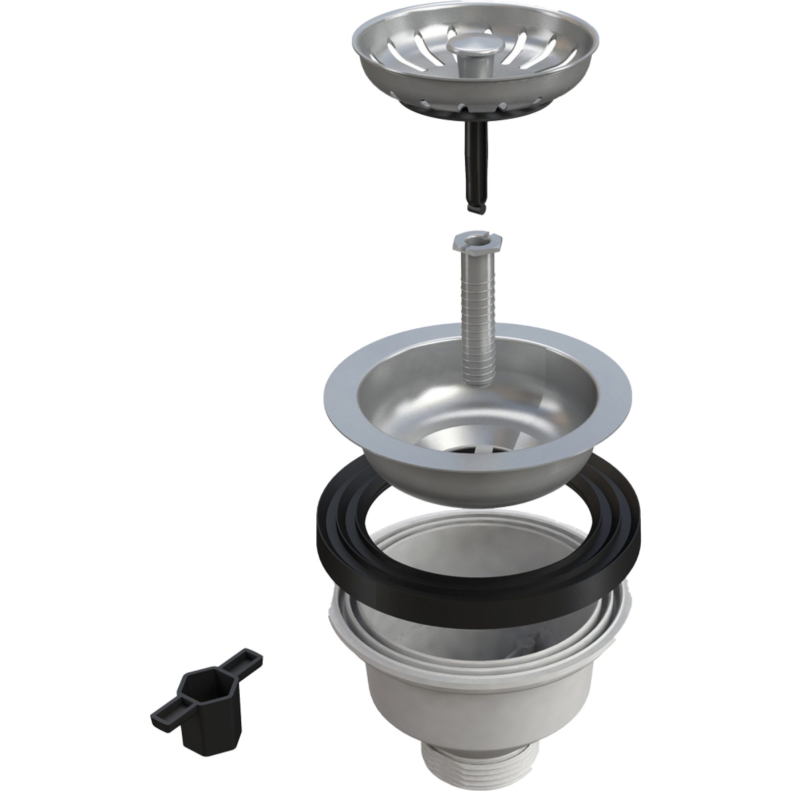 PILETTA "HOOKFLEX" PER LAVELLI INOX SENZA TROPPO PIENO 1"1/2 x Ø110 mm