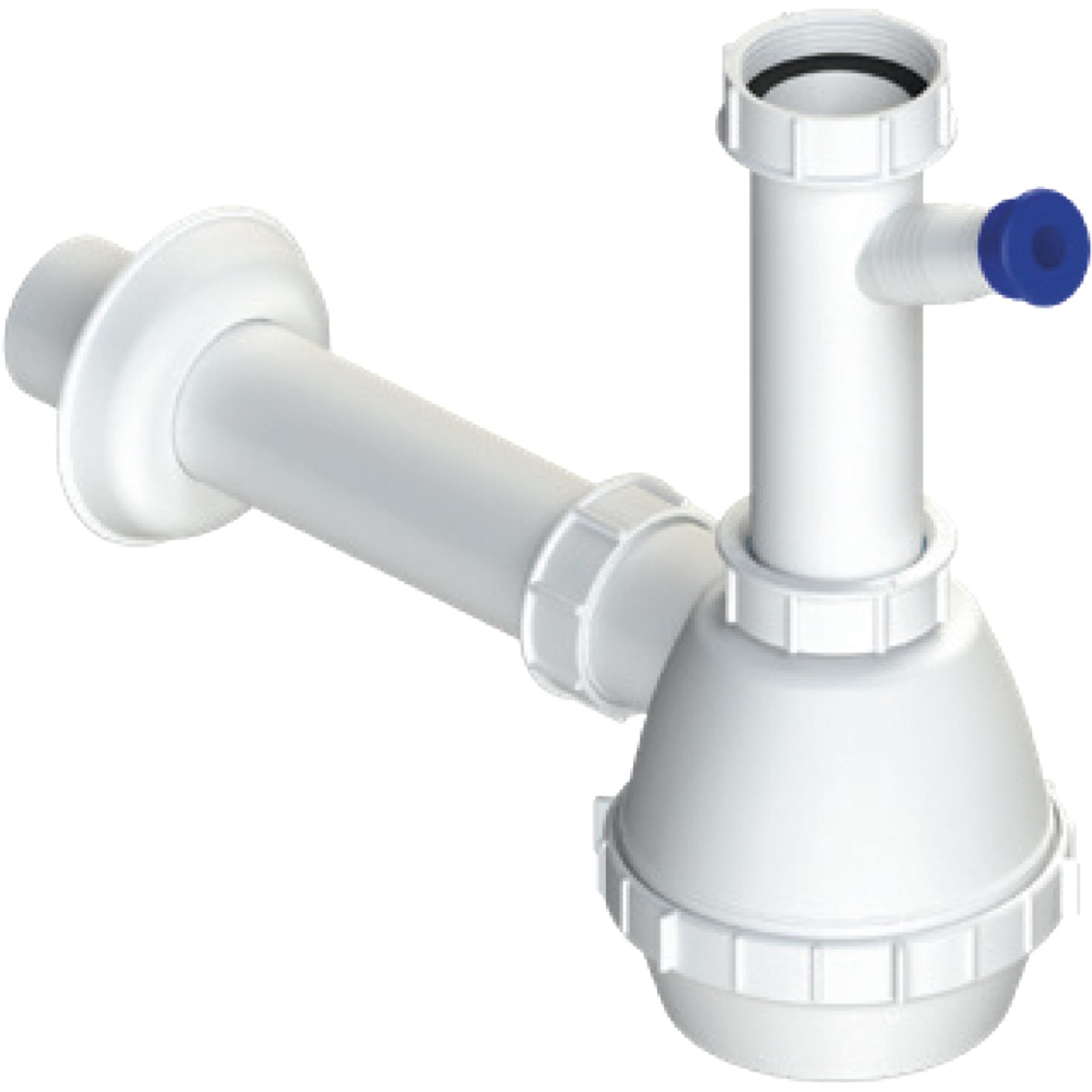 SIFONE PER LAVELLO  A FIASCA A 1 VIA CON ATTACCO LAVASTOVIGLIE 1"1/2" x Ø40 mm