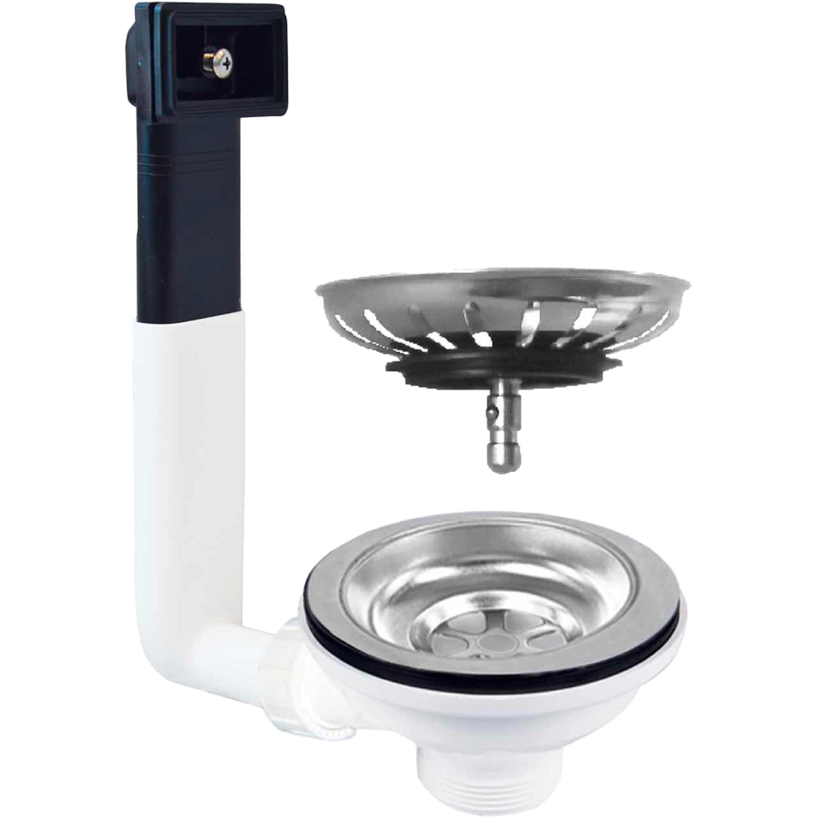 PILETTONE A CANESTRO CLICK-CLACK PER LAVELLO CUCINA CON FORO Ø 90 CTP 1"1/2 x Ø114 mm