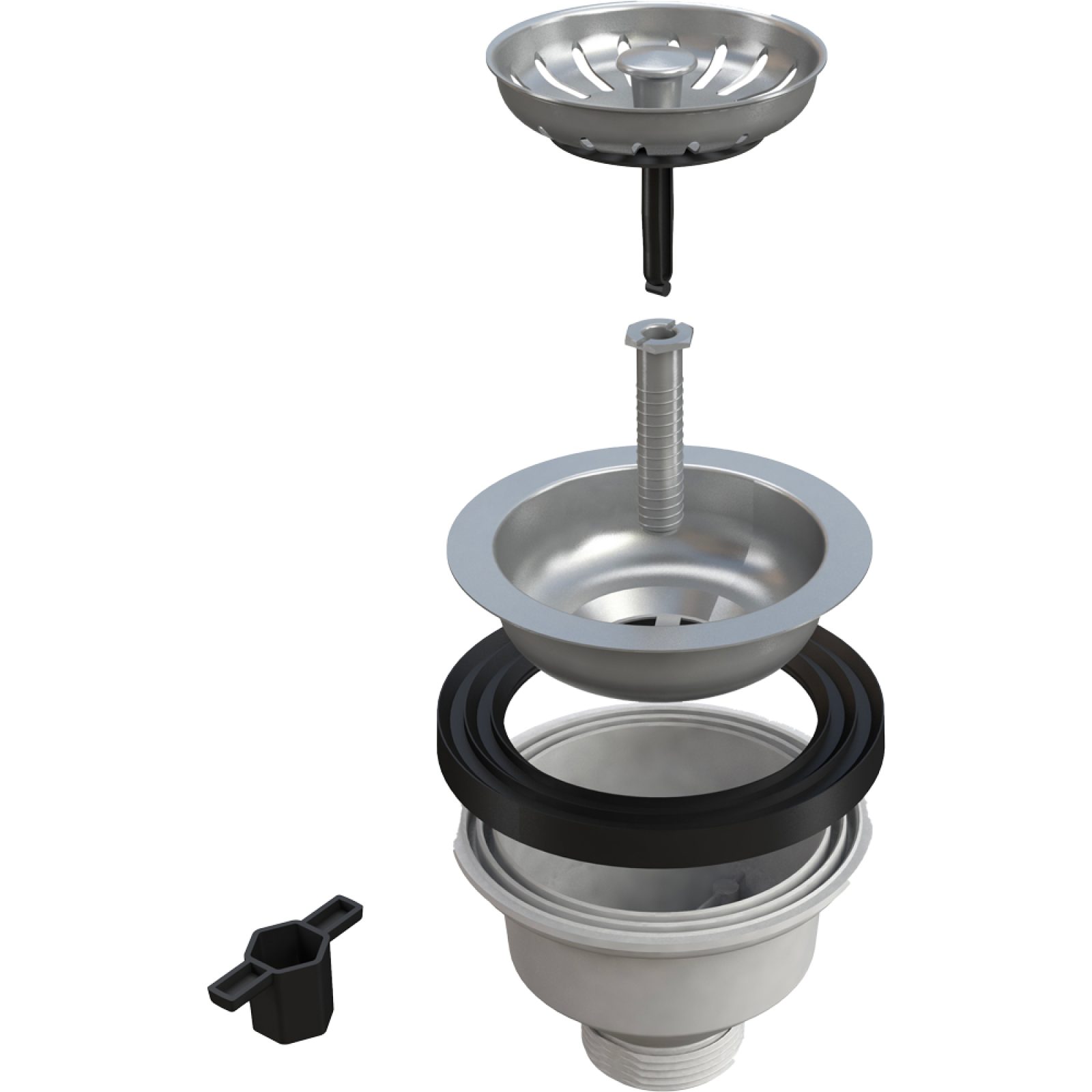 PILETTA CANESTRO PER LAVELLI INOX SENZA TROPPO PIENO 1"1/2 x Ø110 mm