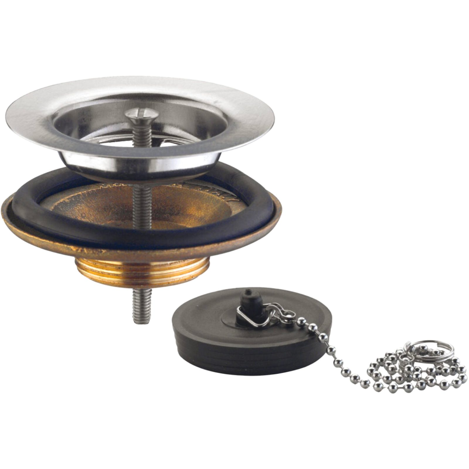 PILETTA SIMPLEX PER PILOZZO IN OTTONE CON TAPPO A CATENELLA 1"1/4 x Ø80 mm