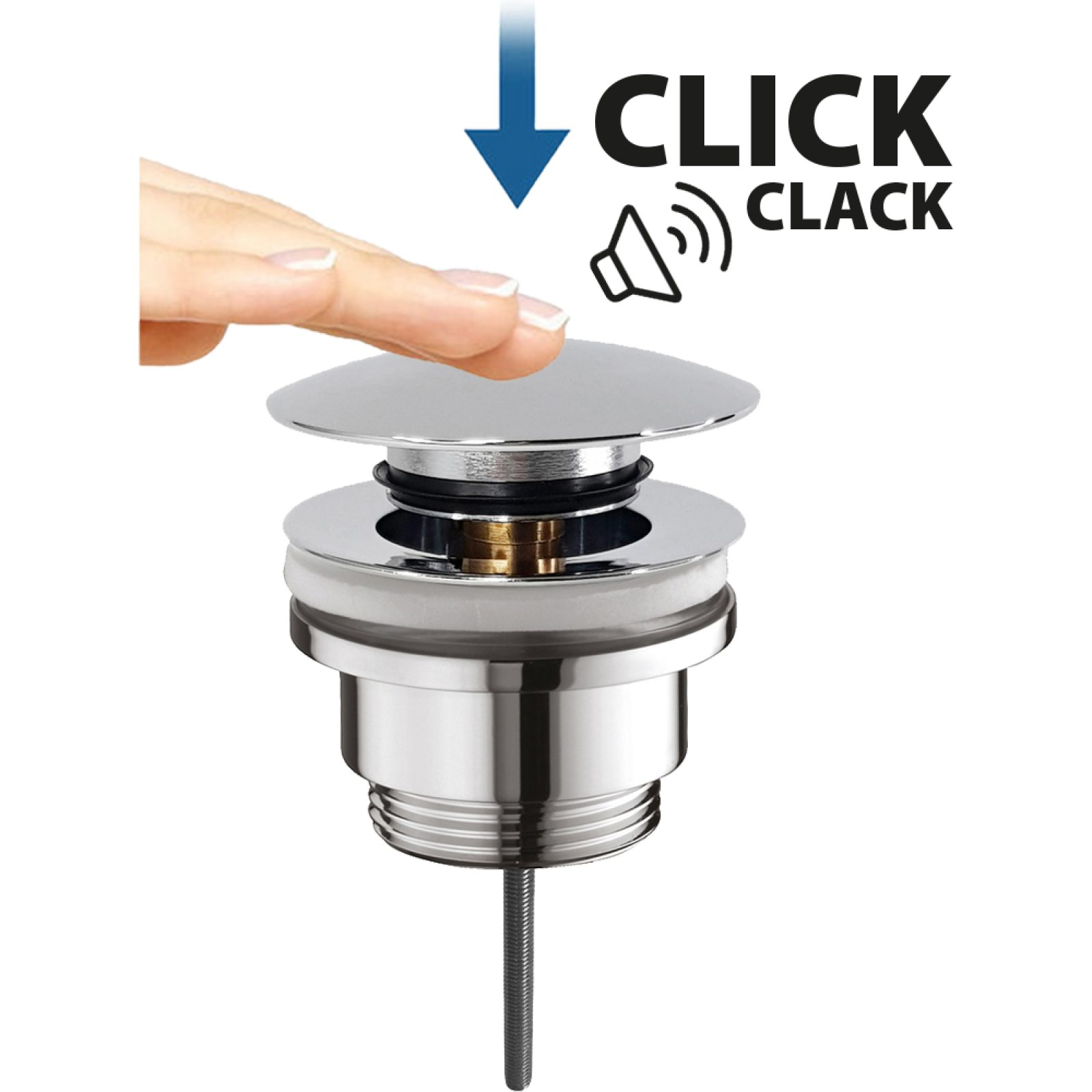 PILETTA CLICK CLACK PER LAVABO IN OTTONE 1"1/4 - Cromo