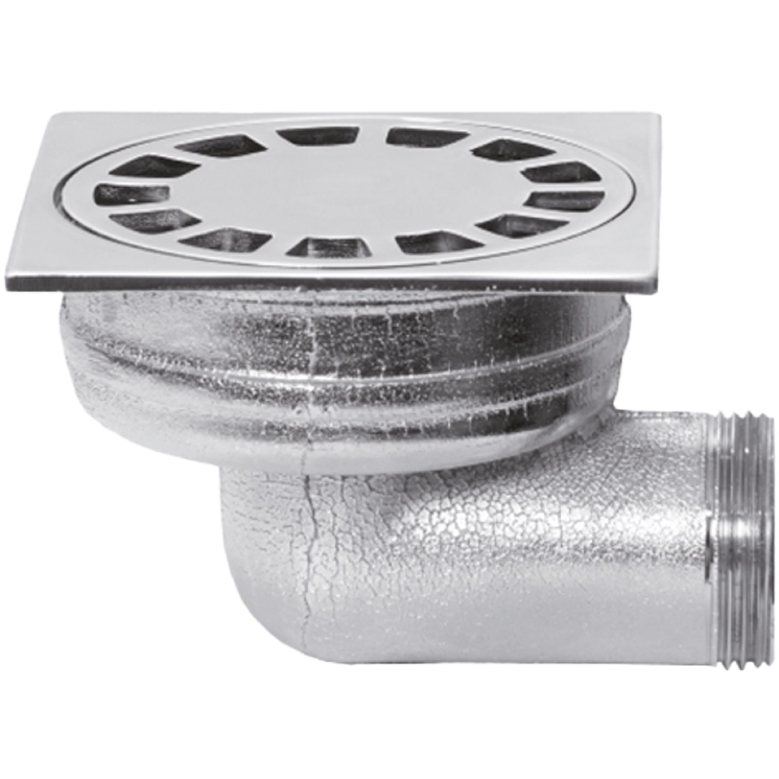 PILETTA SIFONATA PER PAVIMENTO CON SCARICO LATERALE 1"1/4 - 100x100 mm