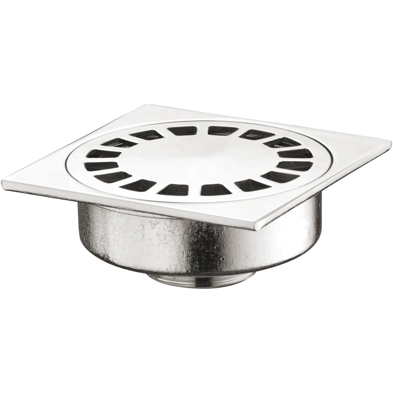 PILETTA SIFONATA PER PAVIMENTO CON SCARICO CENTRALE 1"1/4 - 100x100 mm