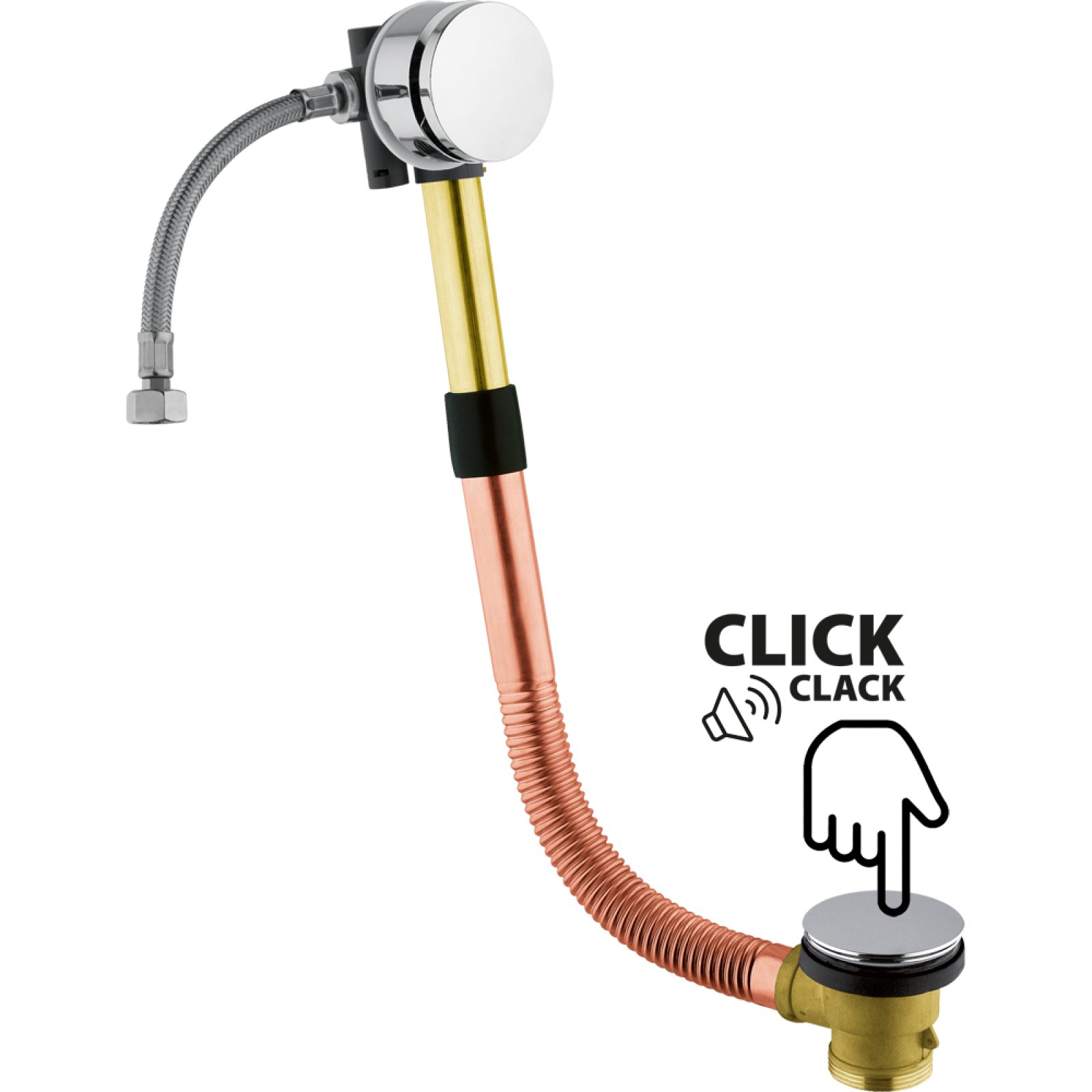 COLONNA DI SCARICO VASCA IN OTTONE CON BOCCA DI EROGAZIONE c/seduta 56-65 cm