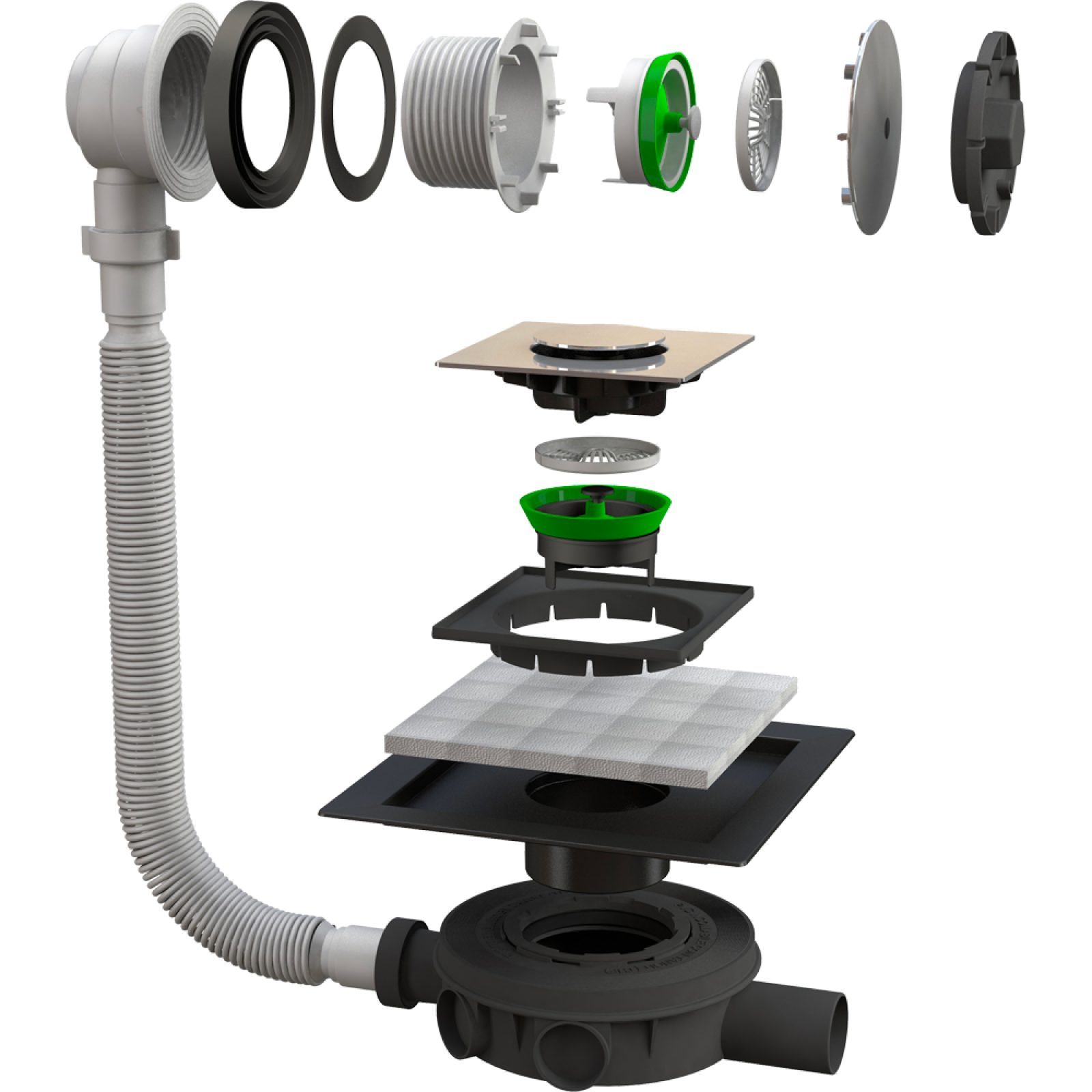 COLONNA DI SCARICO PER VASCA IN MURATURA "ALTOMARE" 15x15 cm - Ø50 mm