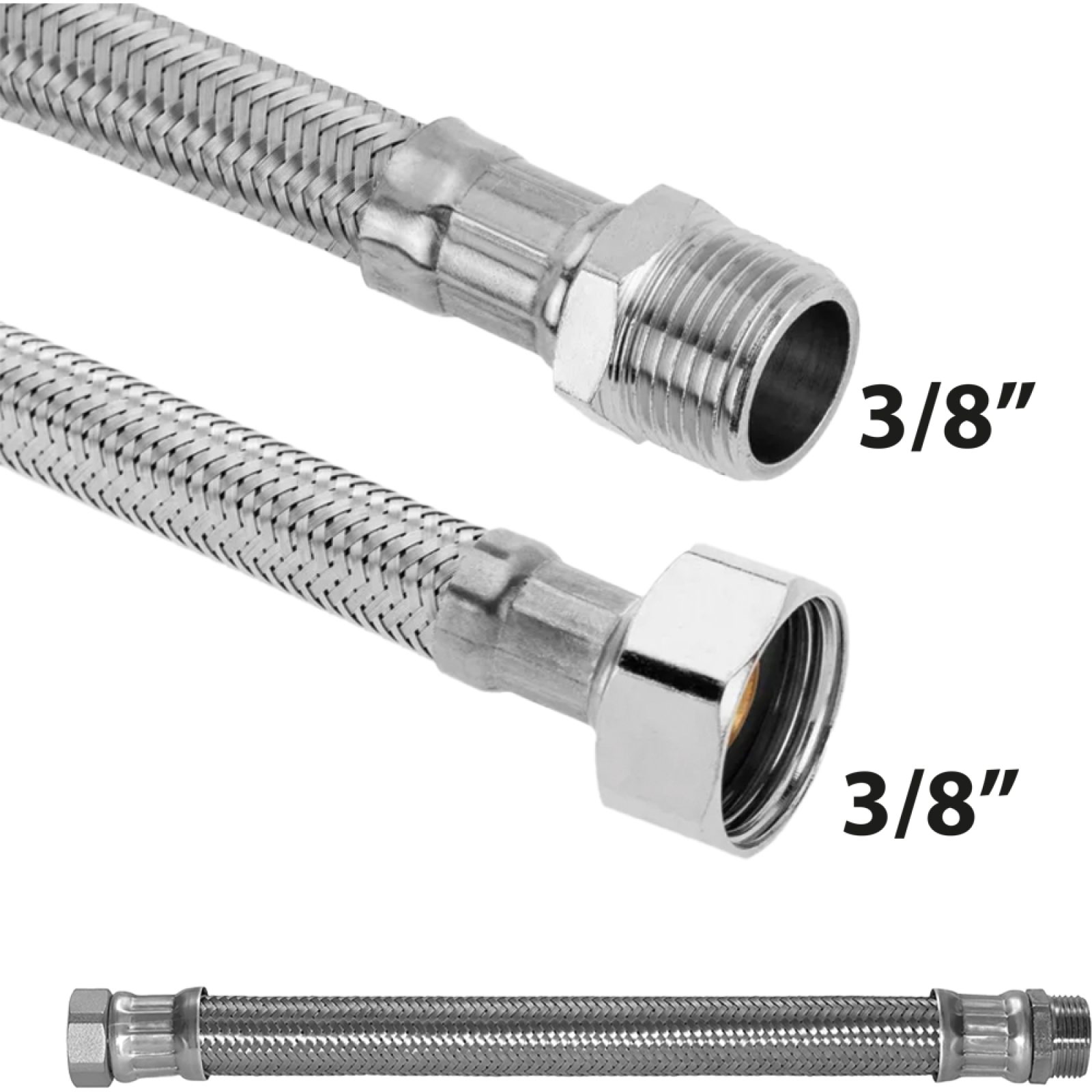 FLESSIBILE IN ACCIAIO INOX M3/8" X 3/8"F 60 cm