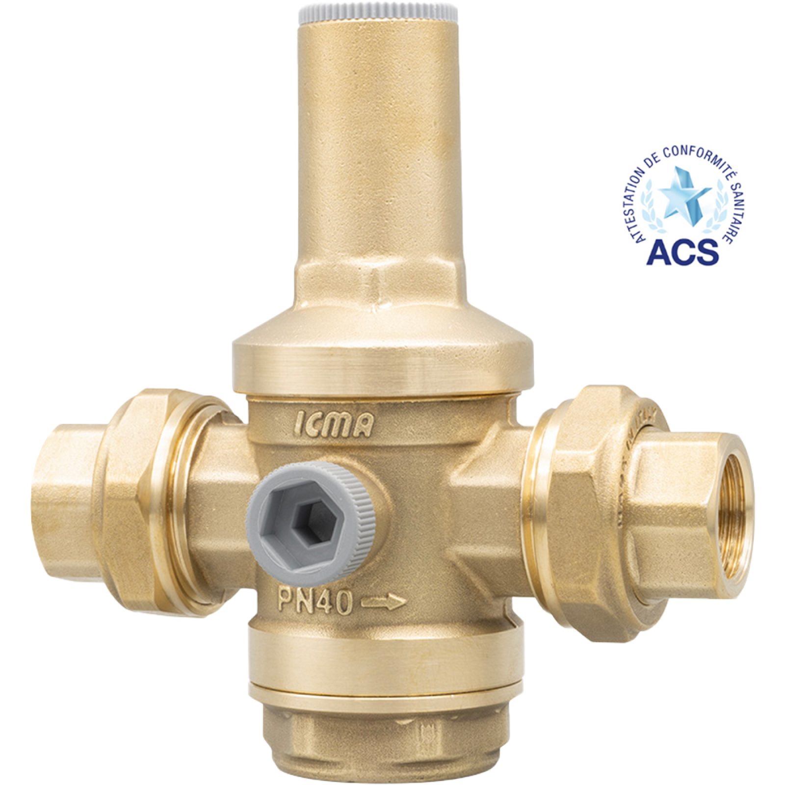 RIDUTTORE DI PRESSIONE ACQUA A PISTONE CON ATTACCHI BOCCHETTONE FF 2"