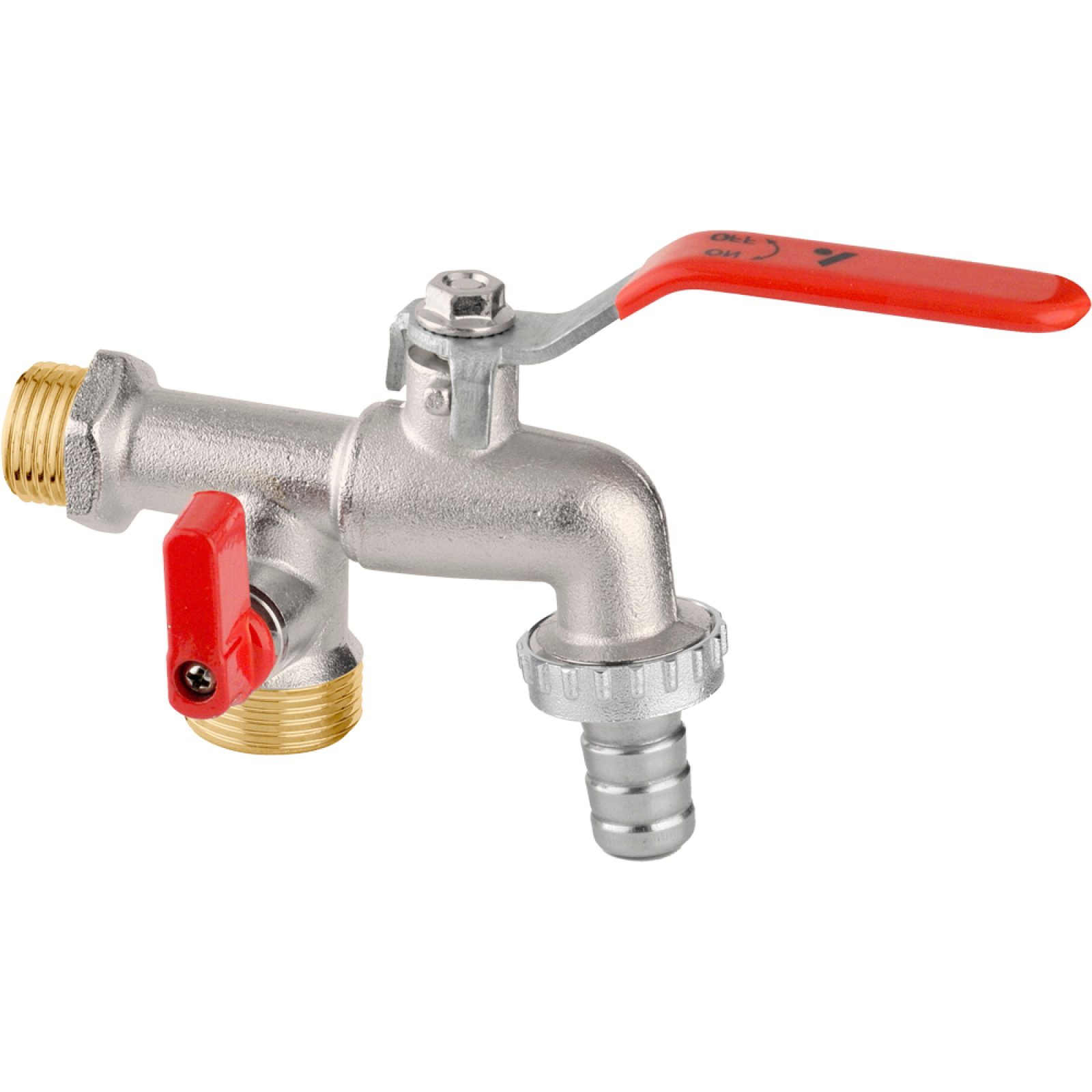 RUBINETTO PORTAGOMMA A SFERA DUPLEX APM 1/2"x3/4"x3/4" - PN16